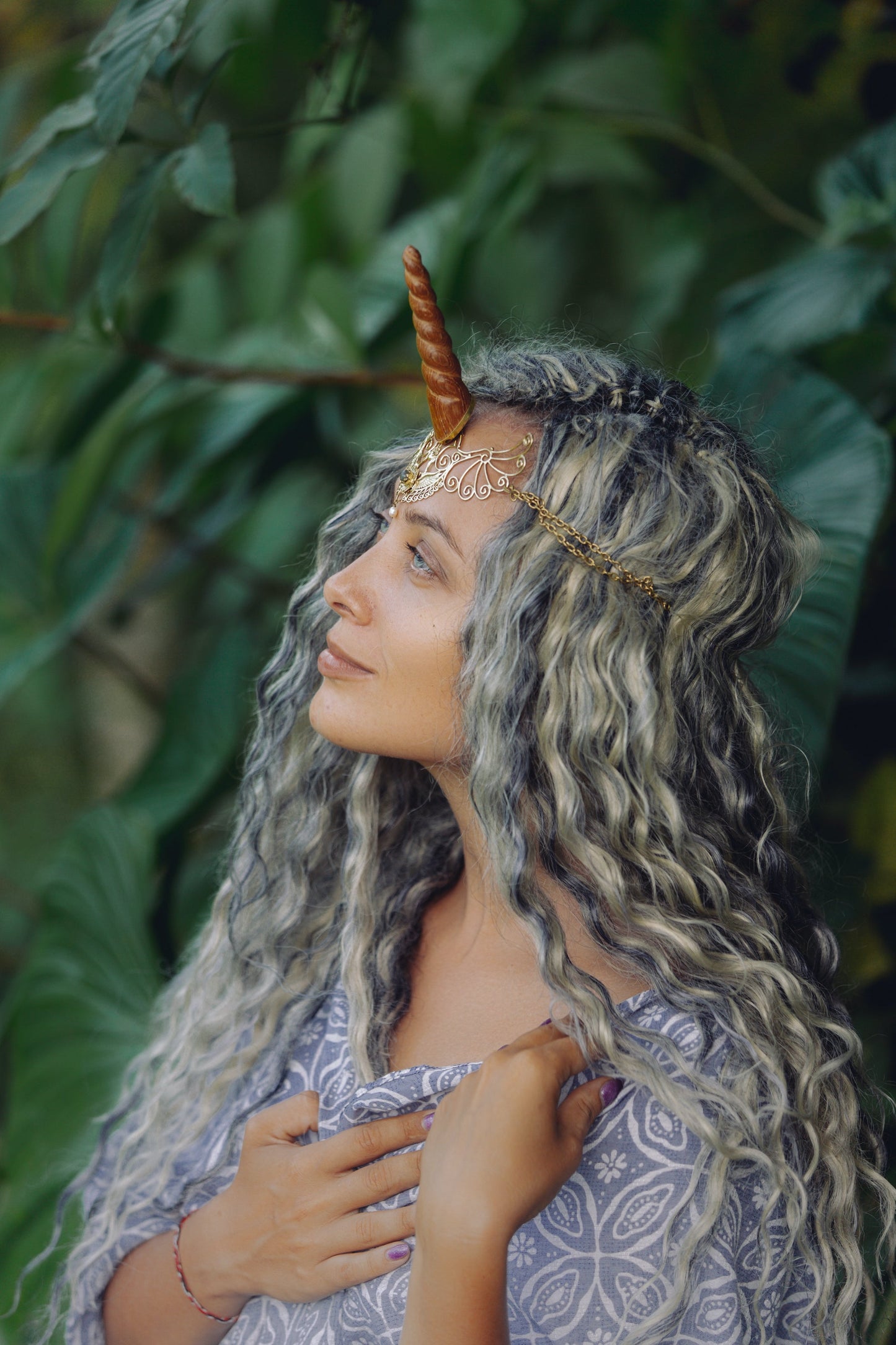 Unicorn Horn - Natural Wood Liquid Fire Mantra
