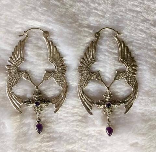 HumGaiaTri Earrings Liquid Fire Mantra