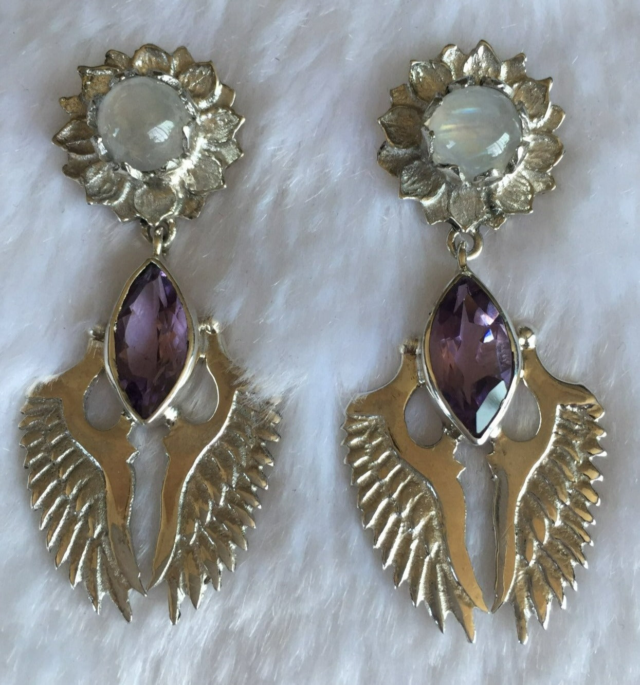 Lotus Wing Post Earrings Liquid Fire Mantra