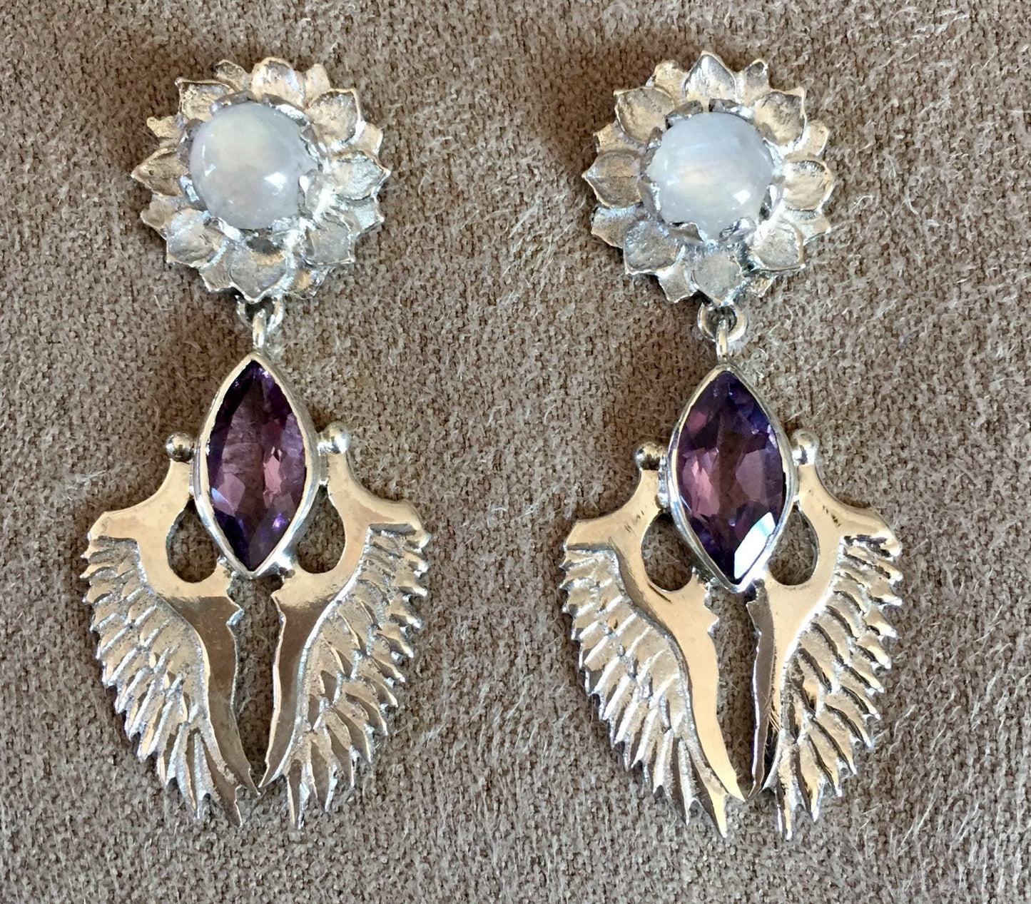Lotus Wing Post Earrings Liquid Fire Mantra