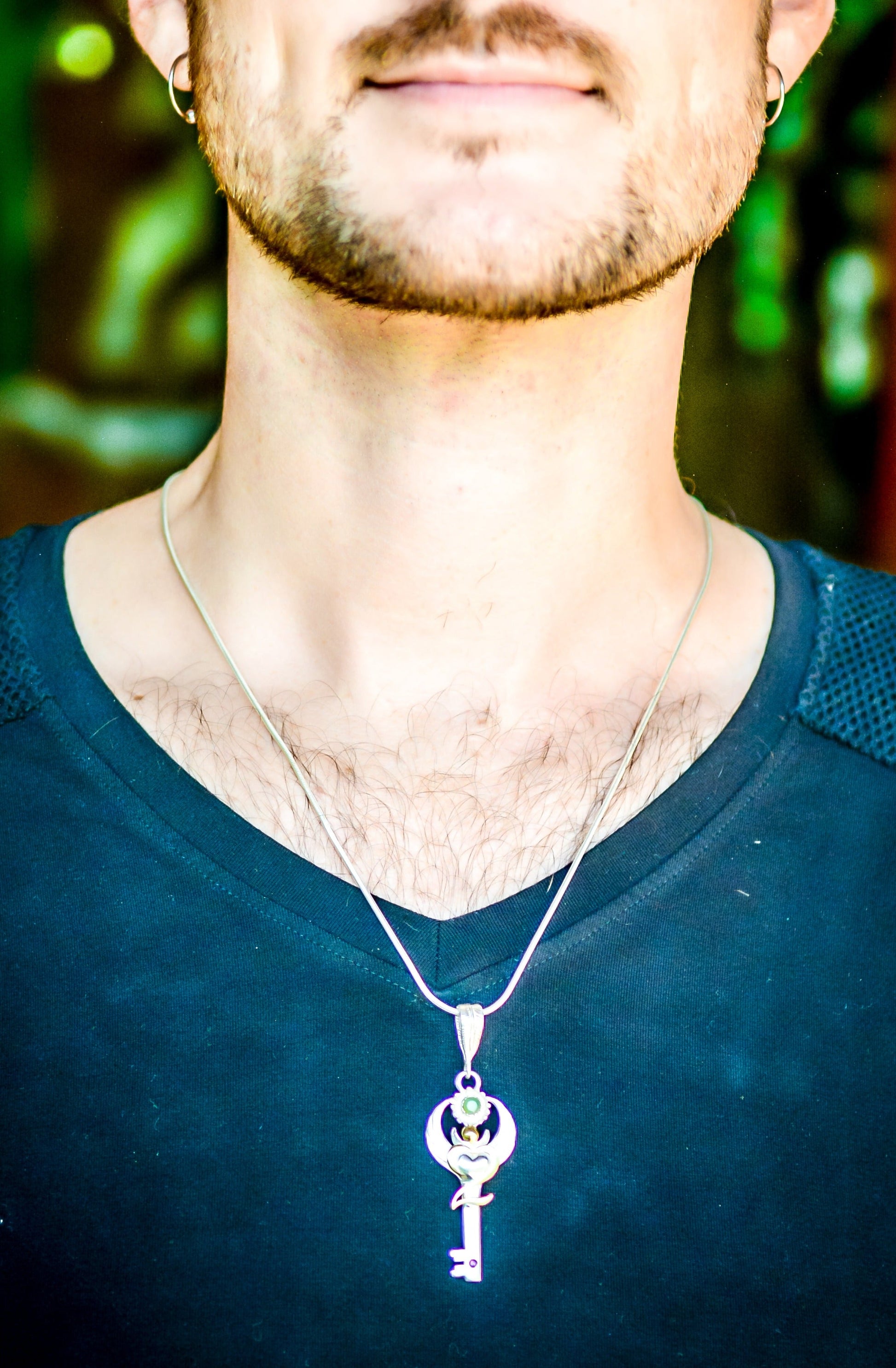 Gratitude Key Pendant - Sterling Silver / 24K Gold Vermeil Liquid Fire Mantra