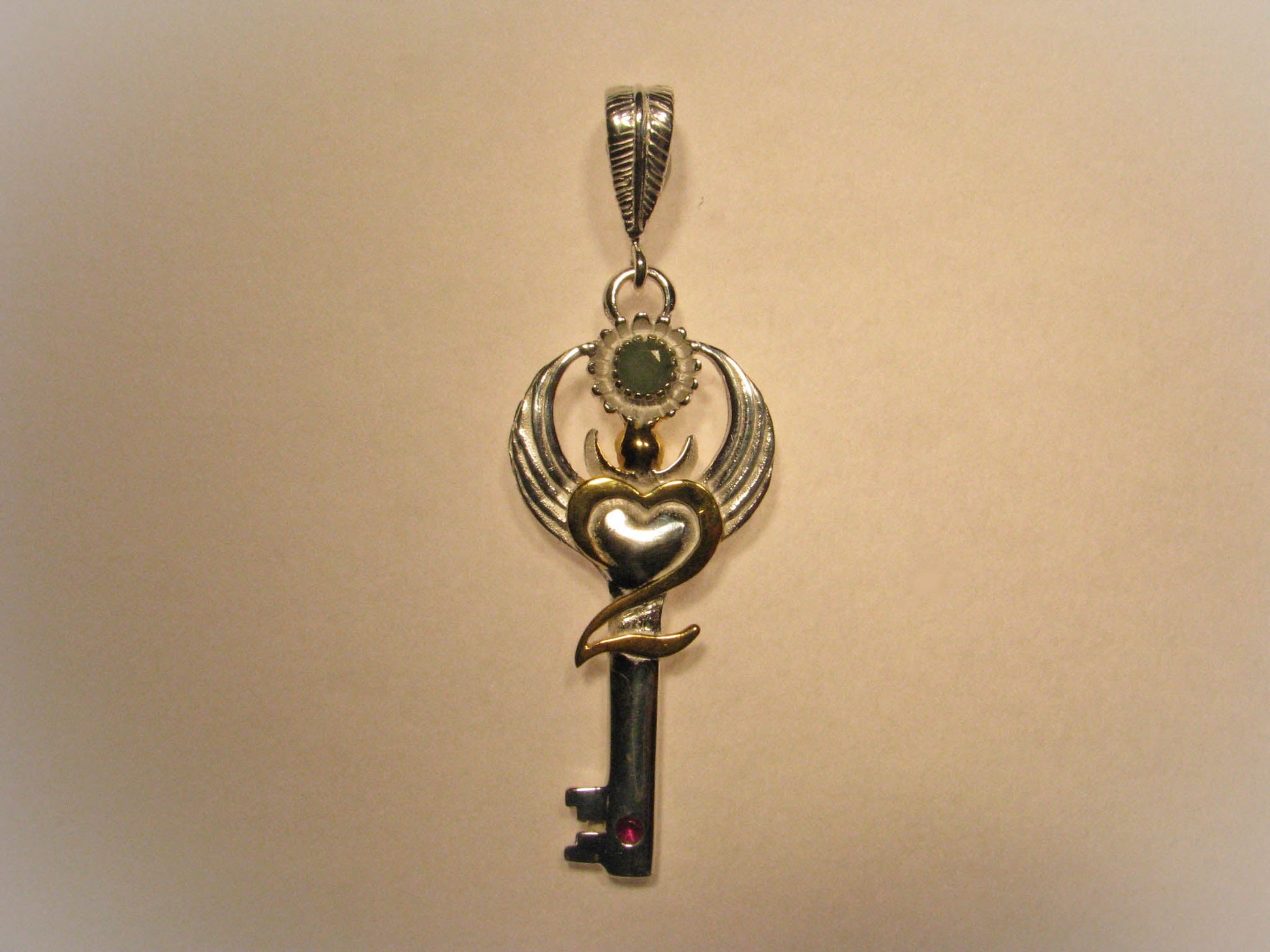 Gratitude Key Pendant - Sterling Silver / 24K Gold Vermeil Liquid Fire Mantra