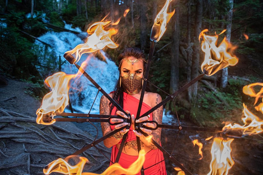 Wing Tiara - Brass Liquid Fire Mantra