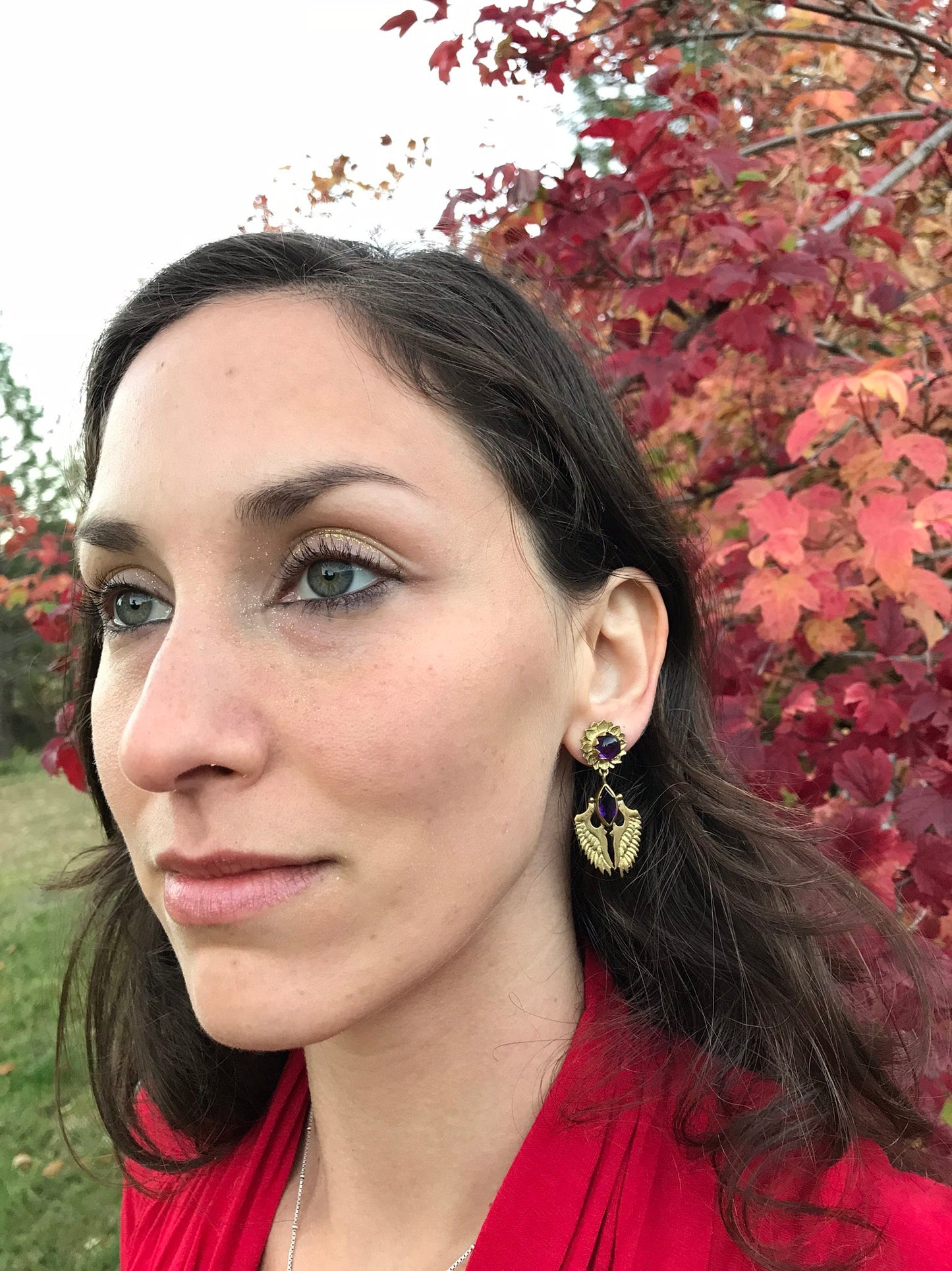 Lotus Wing Post Earrings Liquid Fire Mantra