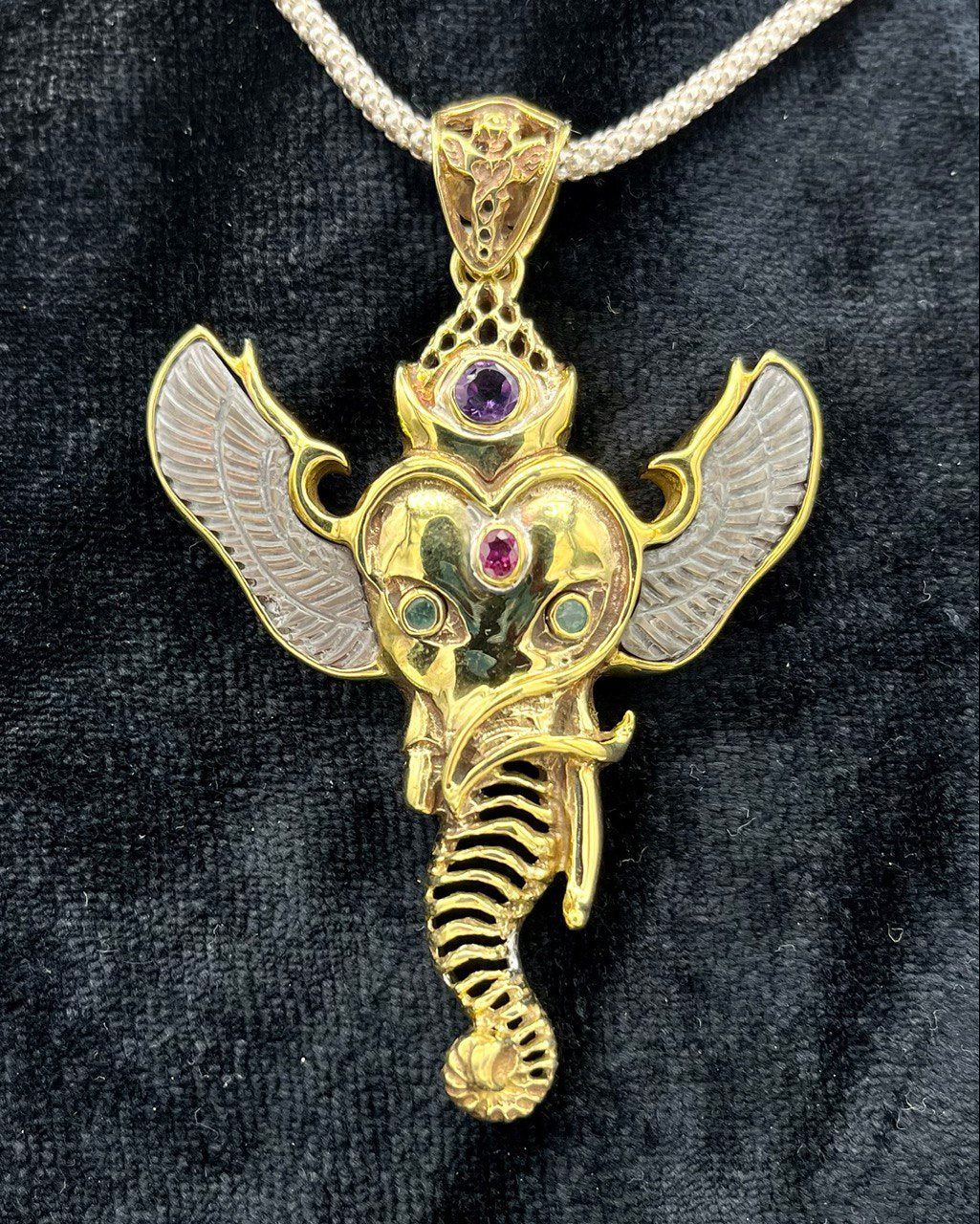 Ganesha Angel Pendant - Large Liquid Fire Mantra