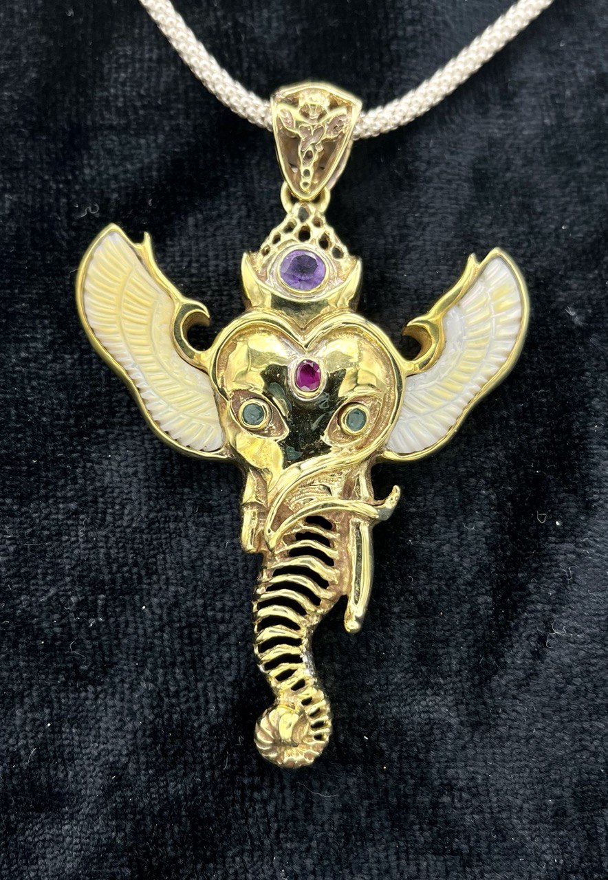Ganesha Angel Pendant - Large Liquid Fire Mantra