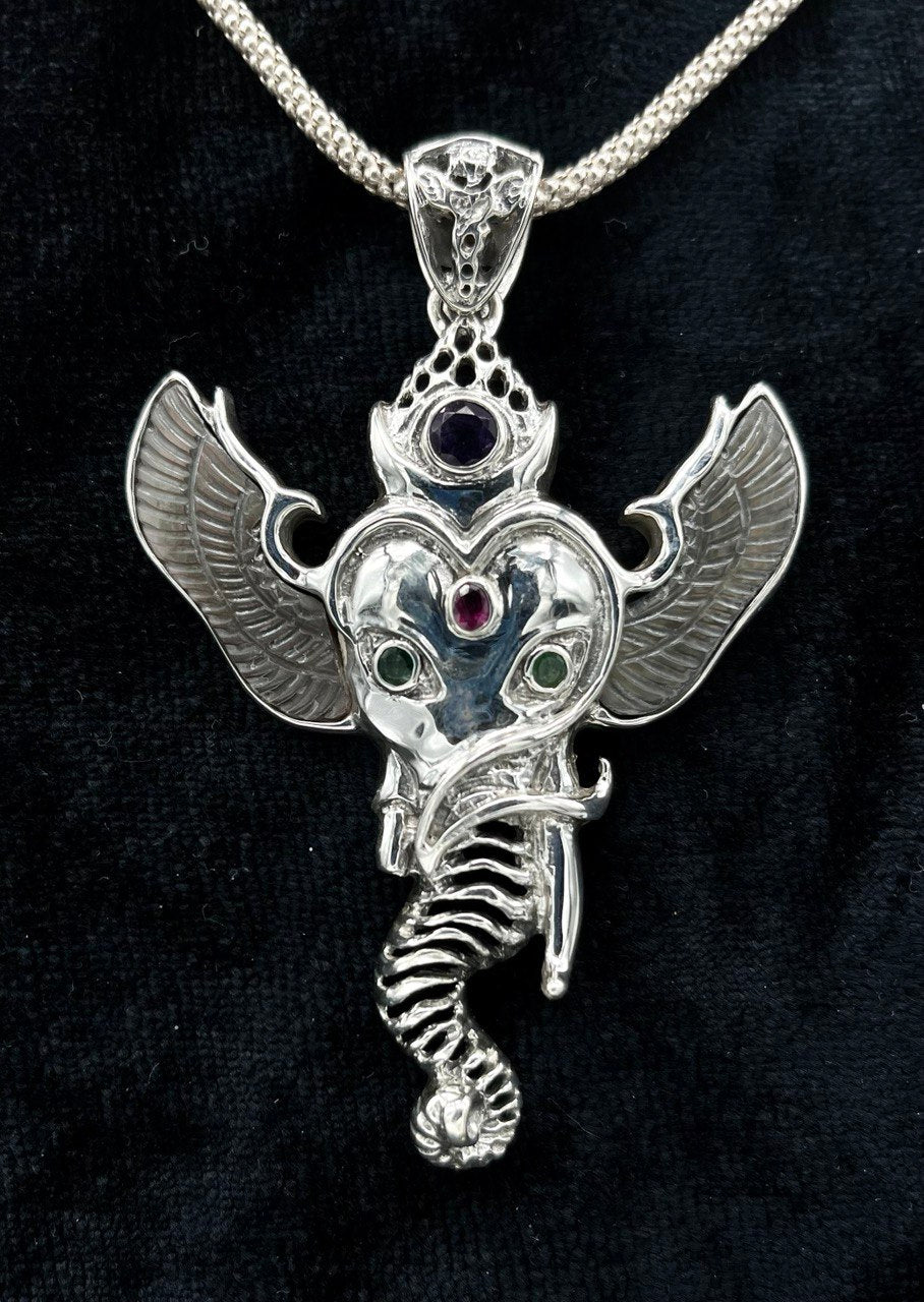 Ganesha Angel Pendant - Large Liquid Fire Mantra