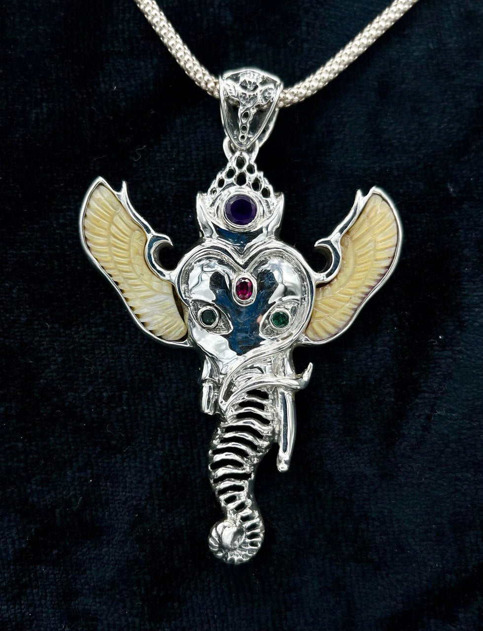 Ganesha Angel Pendant - Large Liquid Fire Mantra