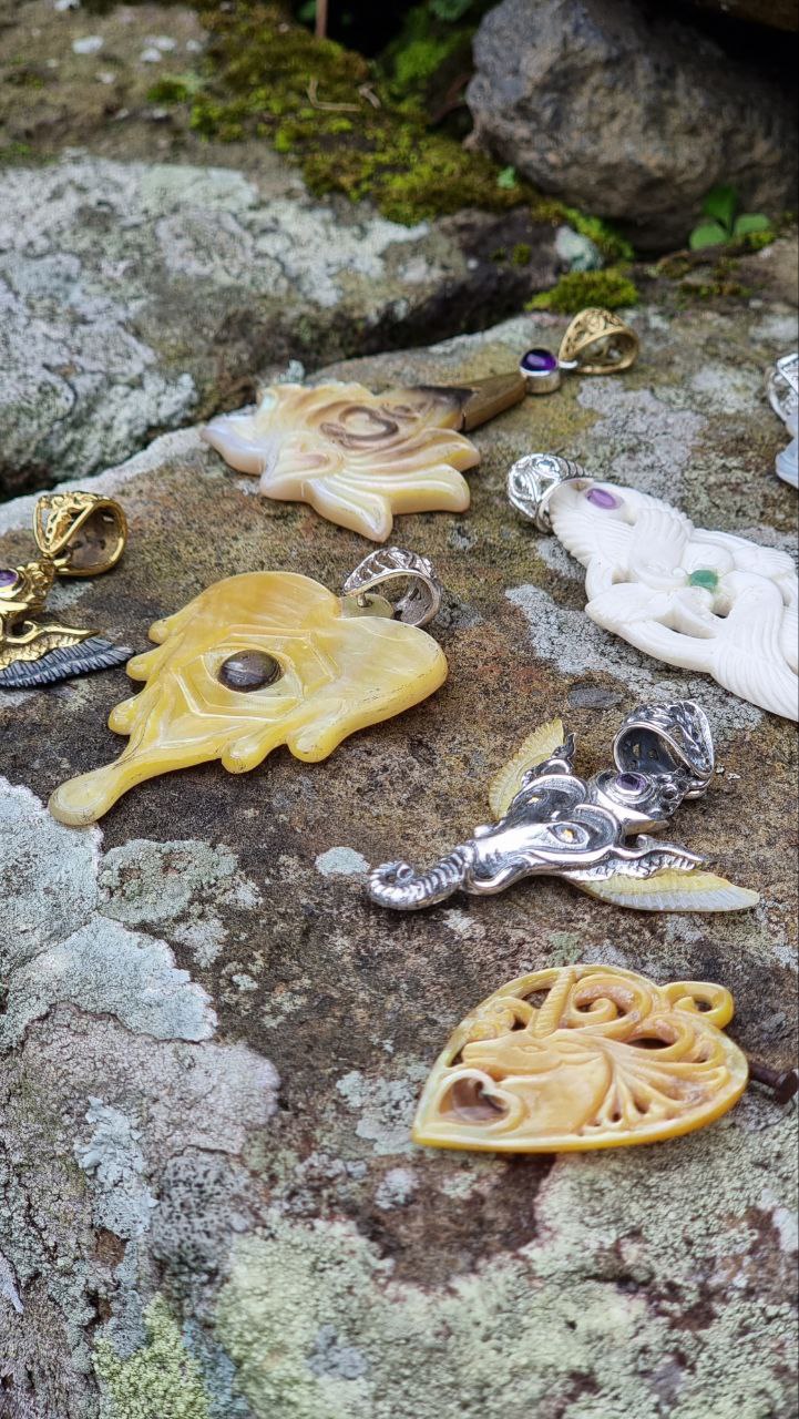 Ganesha Angel Pendant - Small Liquid Fire Mantra