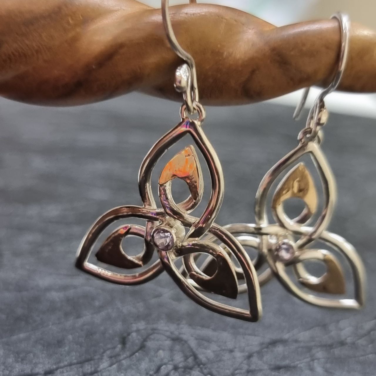 Trisula Earrings Liquid Fire Mantra