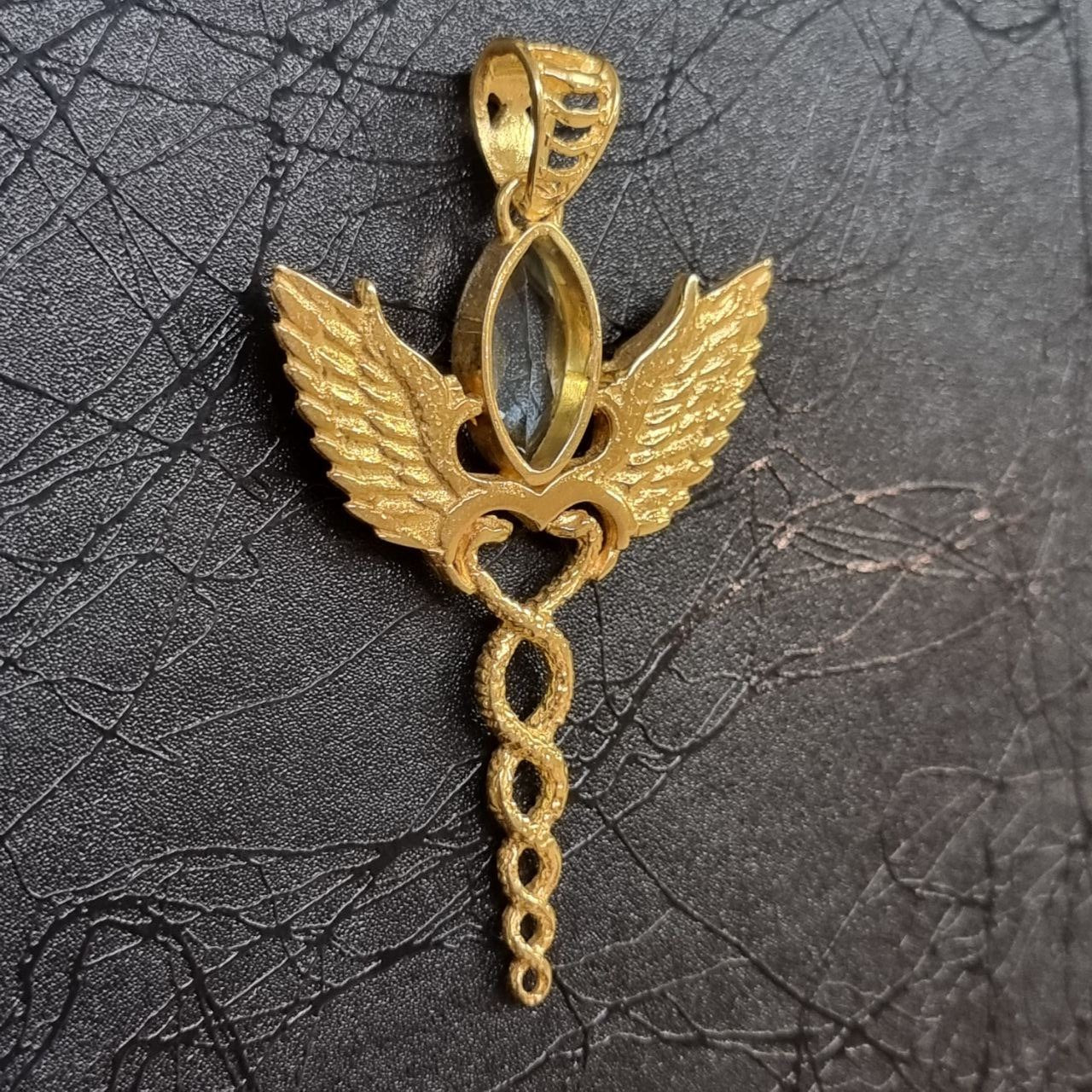 Caduceus Pendant - 24K Gold Plated