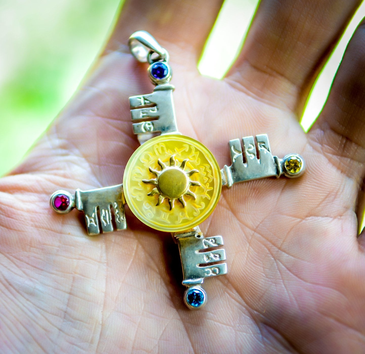 Zodiac Key Pendant Liquid Fire Mantra