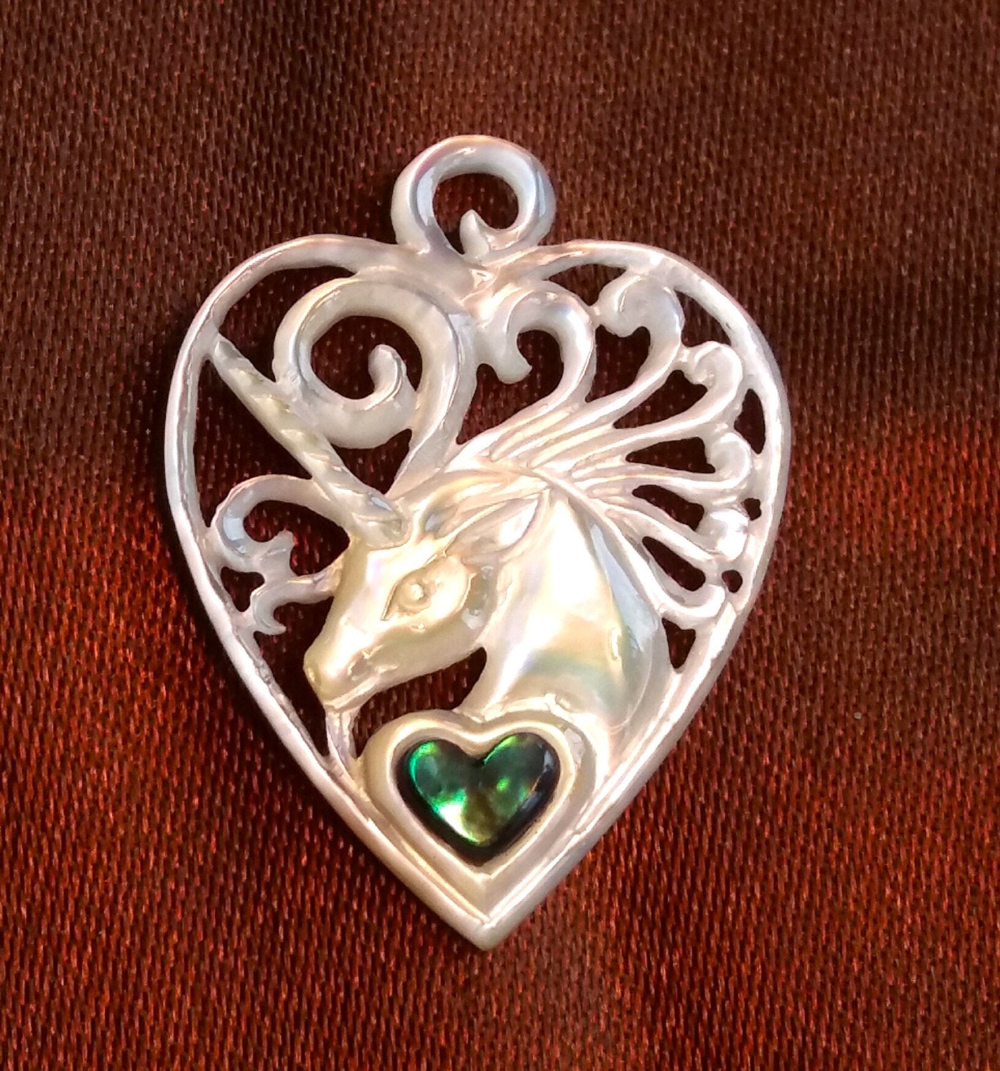 Unicorn Guitar Pick Pendant - Light Mother of Pearl