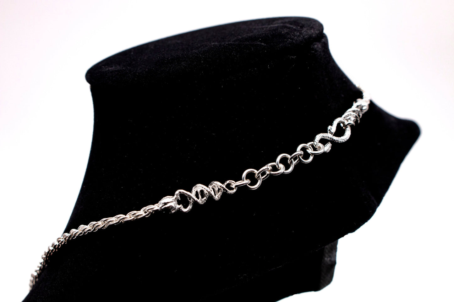 Adjustable Hand-Braided Chain with Cobra Clasp - Sterling Silver Liquid Fire Mantra