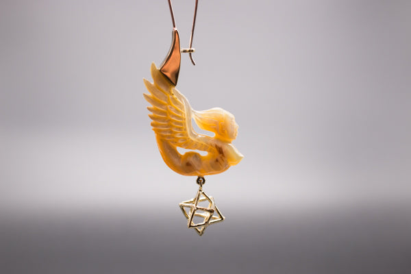 Dewi Earrings - Light Mother of Pearl Liquid Fire Mantra