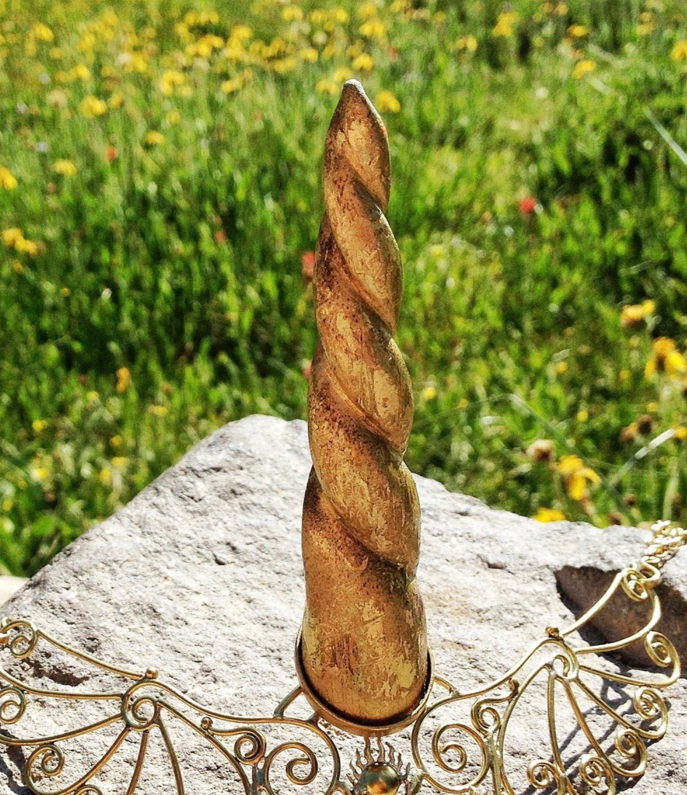Unicorn Horn - Gold Rainbow Liquid Fire Mantra