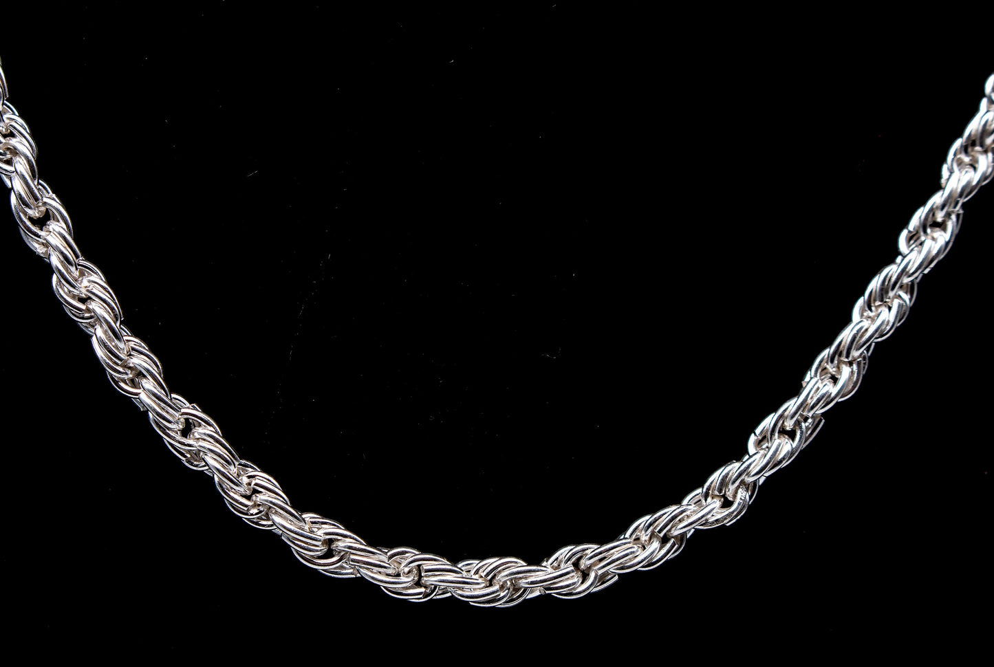 Adjustable Hand-Braided Chain with Cobra Clasp - Sterling Silver Liquid Fire Mantra
