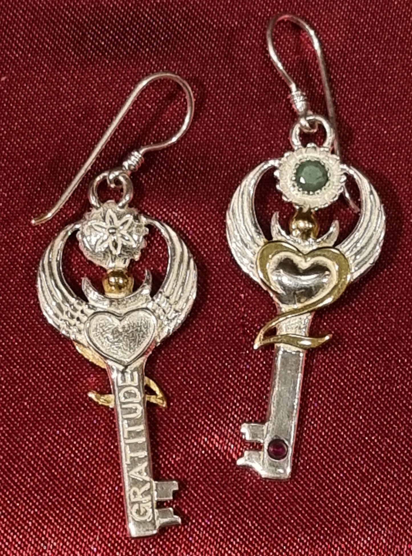 gratitude key earrings