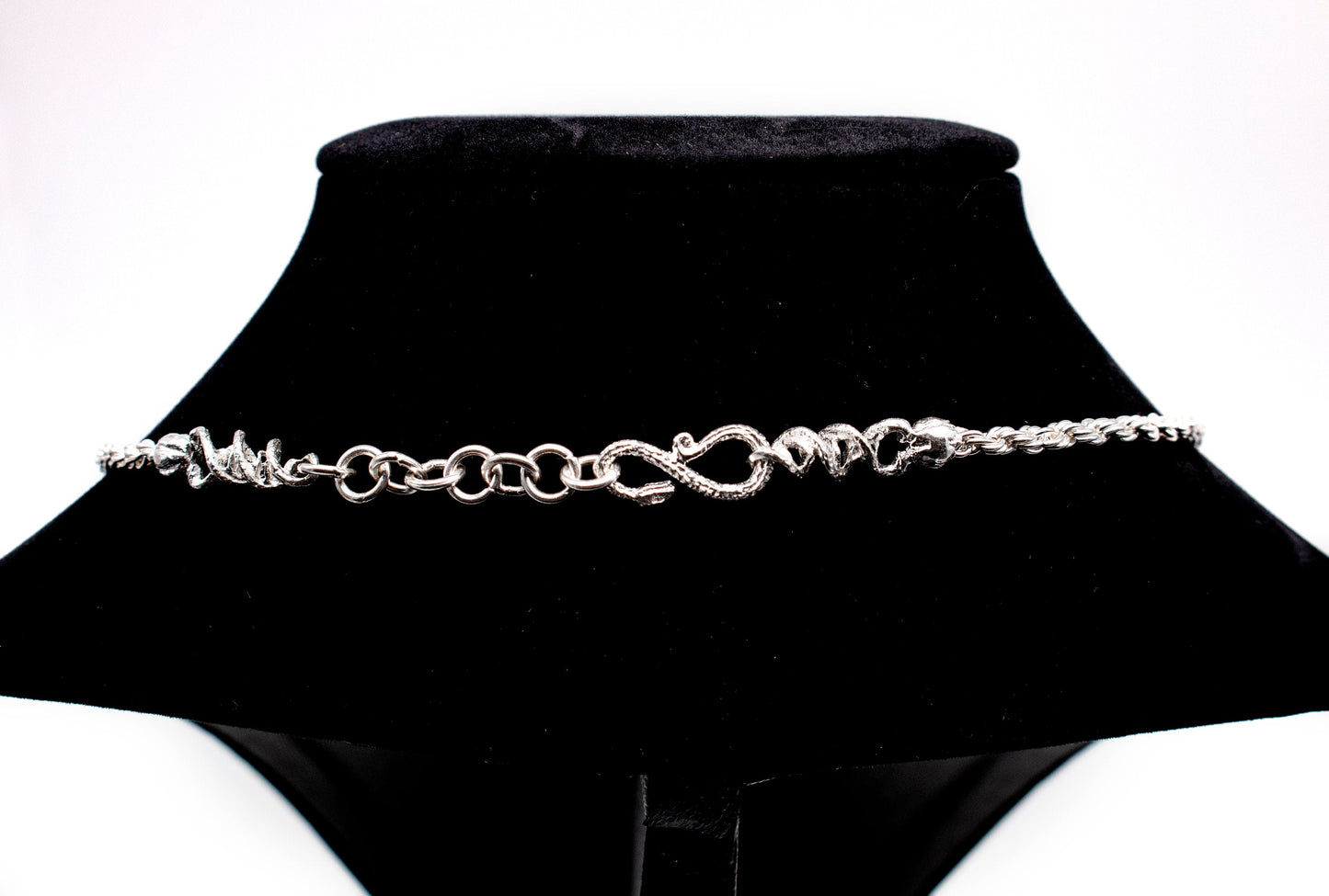 Adjustable Hand-Braided Chain with Cobra Clasp - Sterling Silver Liquid Fire Mantra