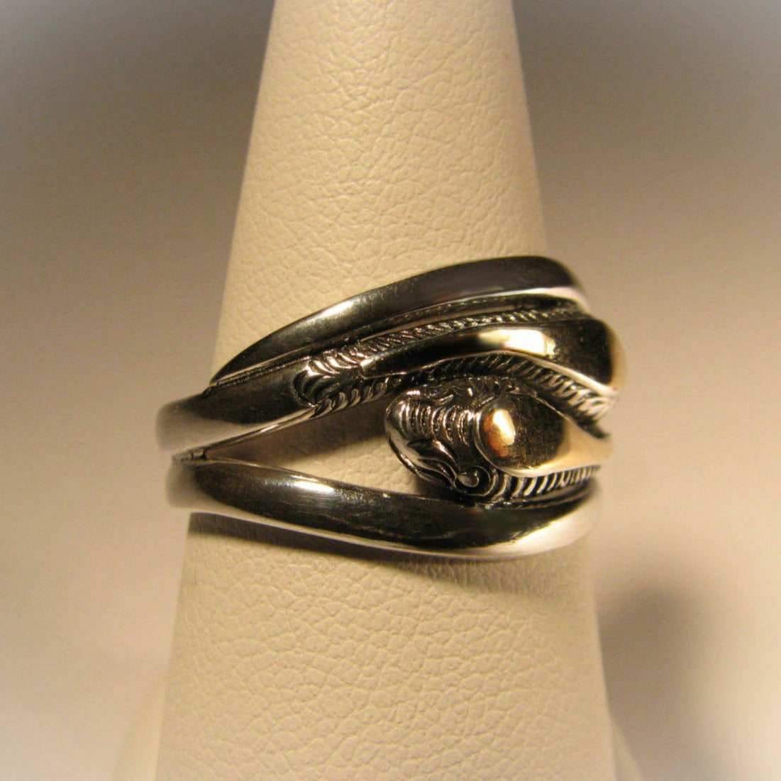 Snake Infinity Ring - Sterling Silver / 18K Gold Lay Liquid Fire Mantra