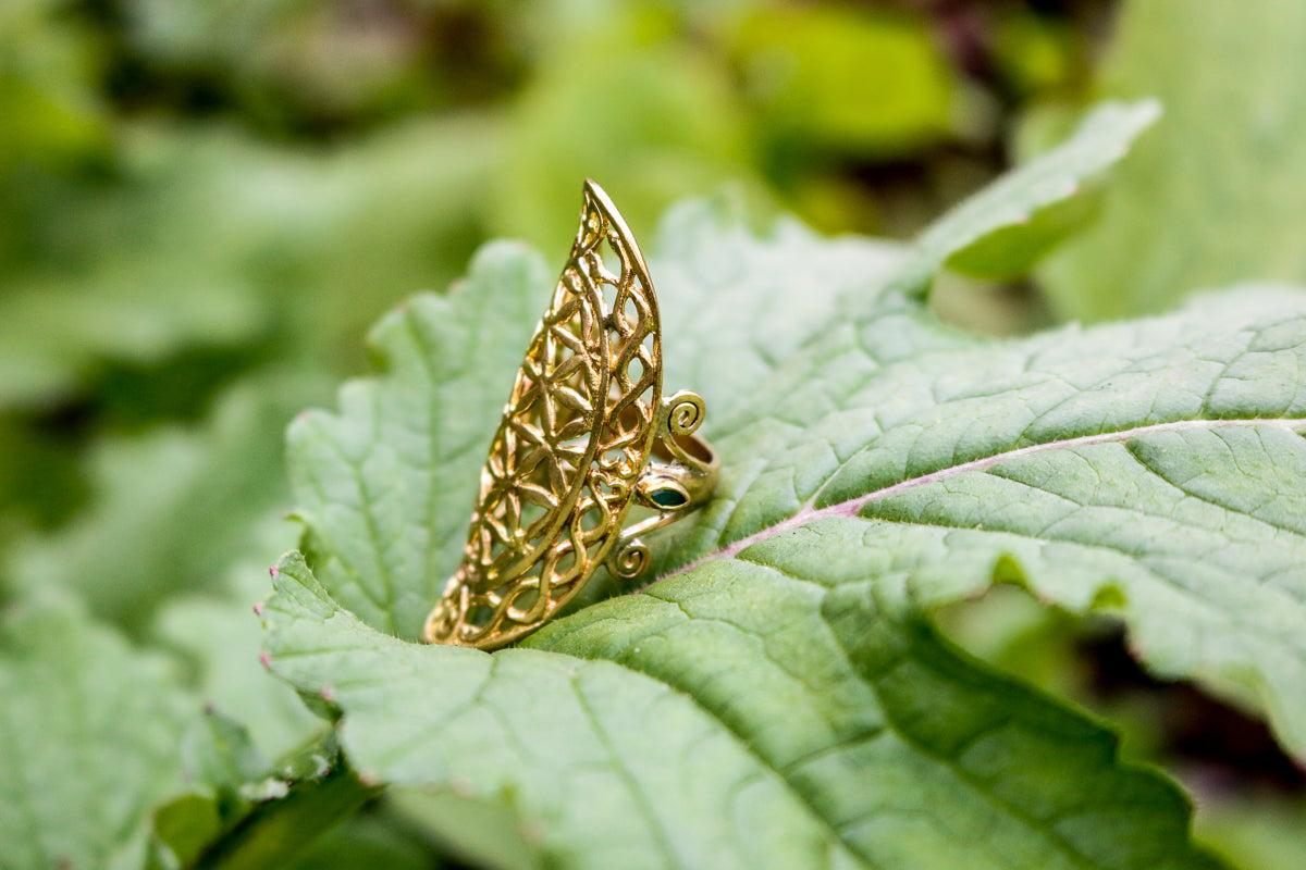 Flower of Life Ring - Long - Brass Liquid Fire Mantra