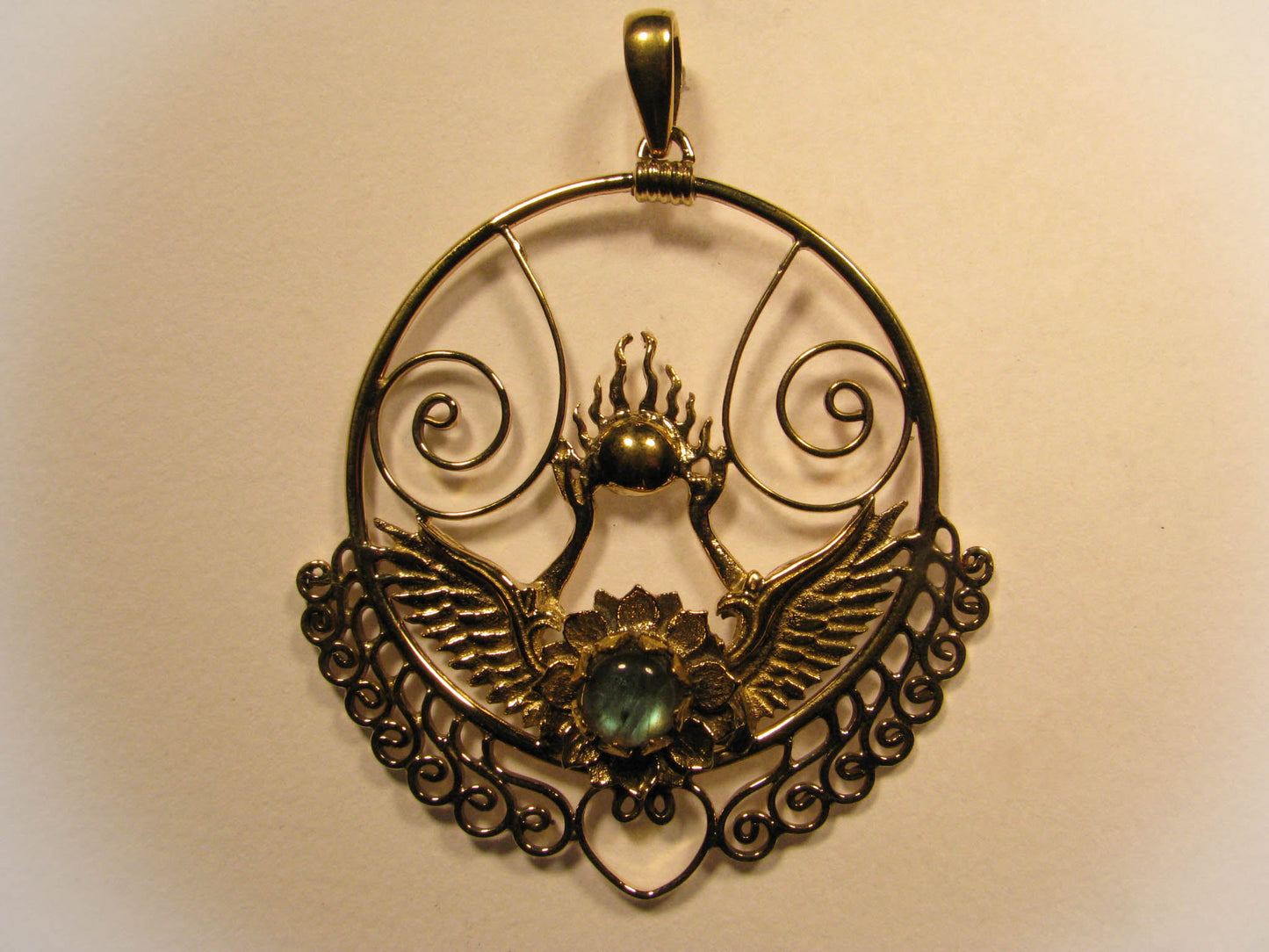 Shakti Bhakti Pendant - Brass - Labradorite
