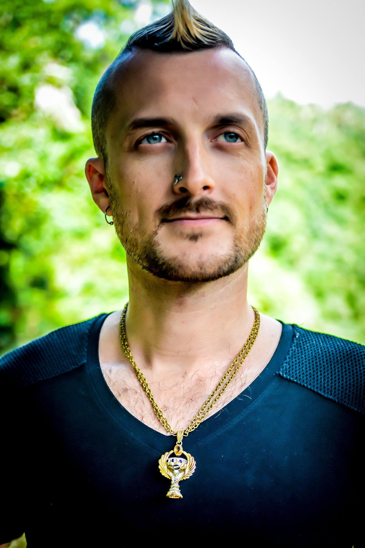 Holy Grail Pendant - Brass / Silver Plated Liquid Fire Mantra