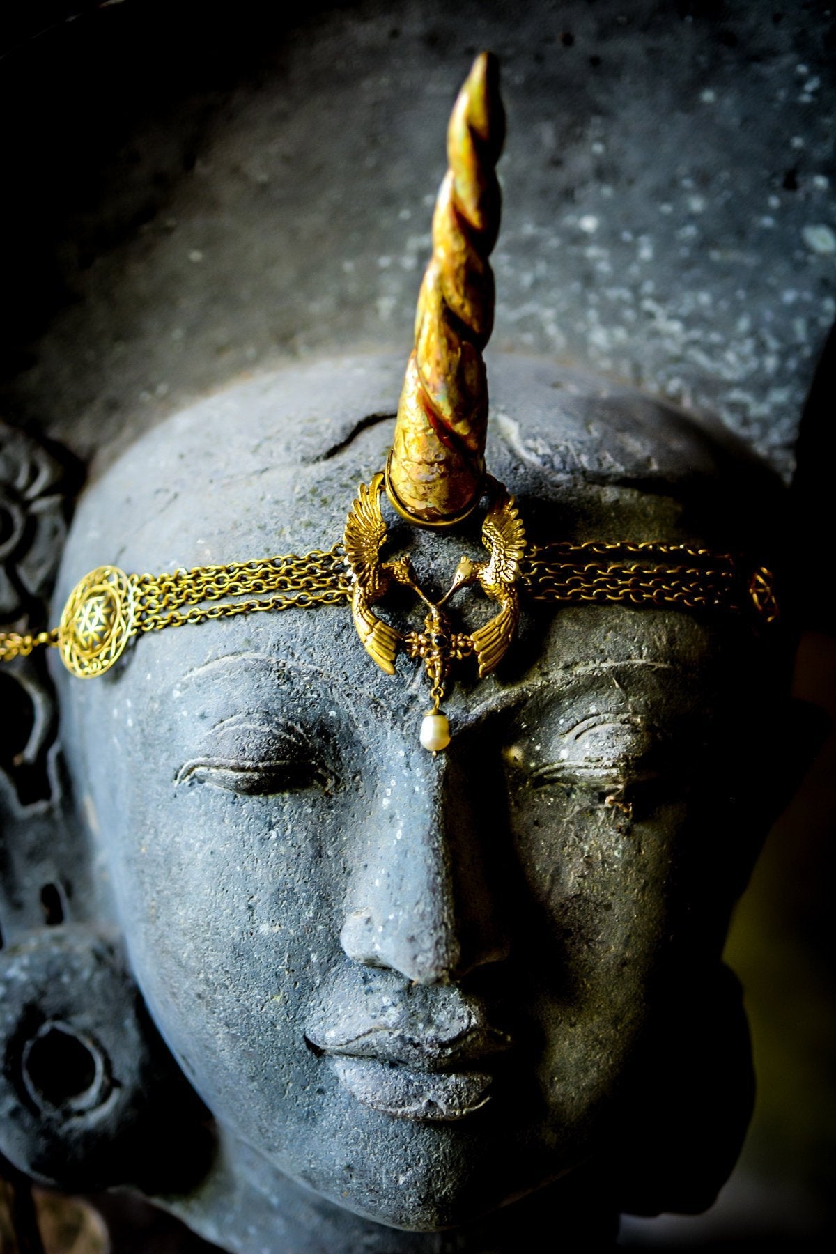 Unicorn Horn - Gold Rainbow Liquid Fire Mantra