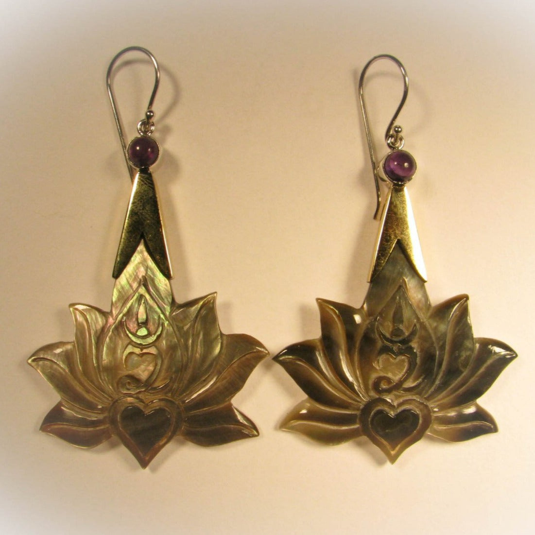 Lotus Om Drop Earrings Liquid Fire Mantra