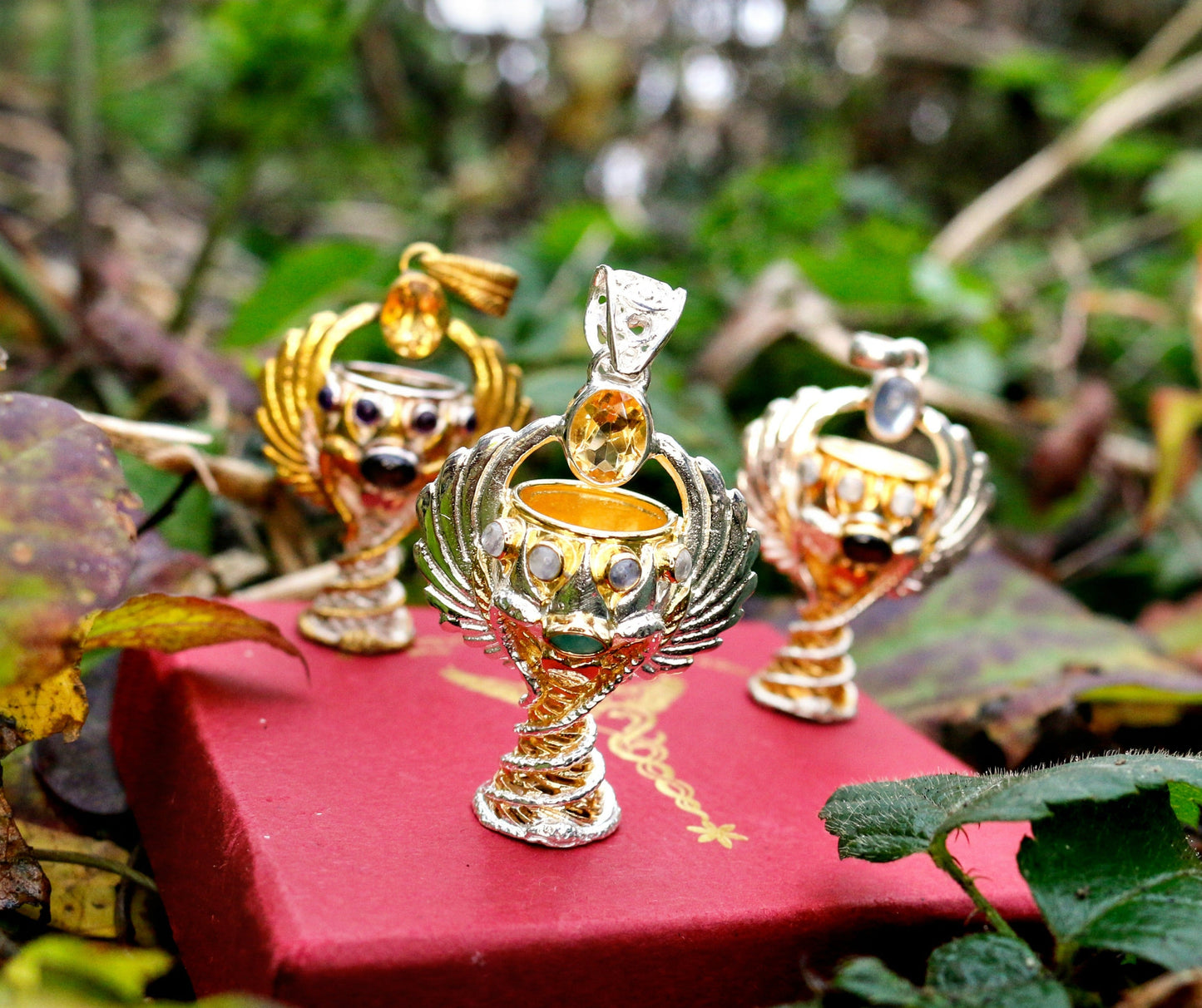 Holy Grail Pendant - Sterling Silver / 24K Gold Vermeil Liquid Fire Mantra