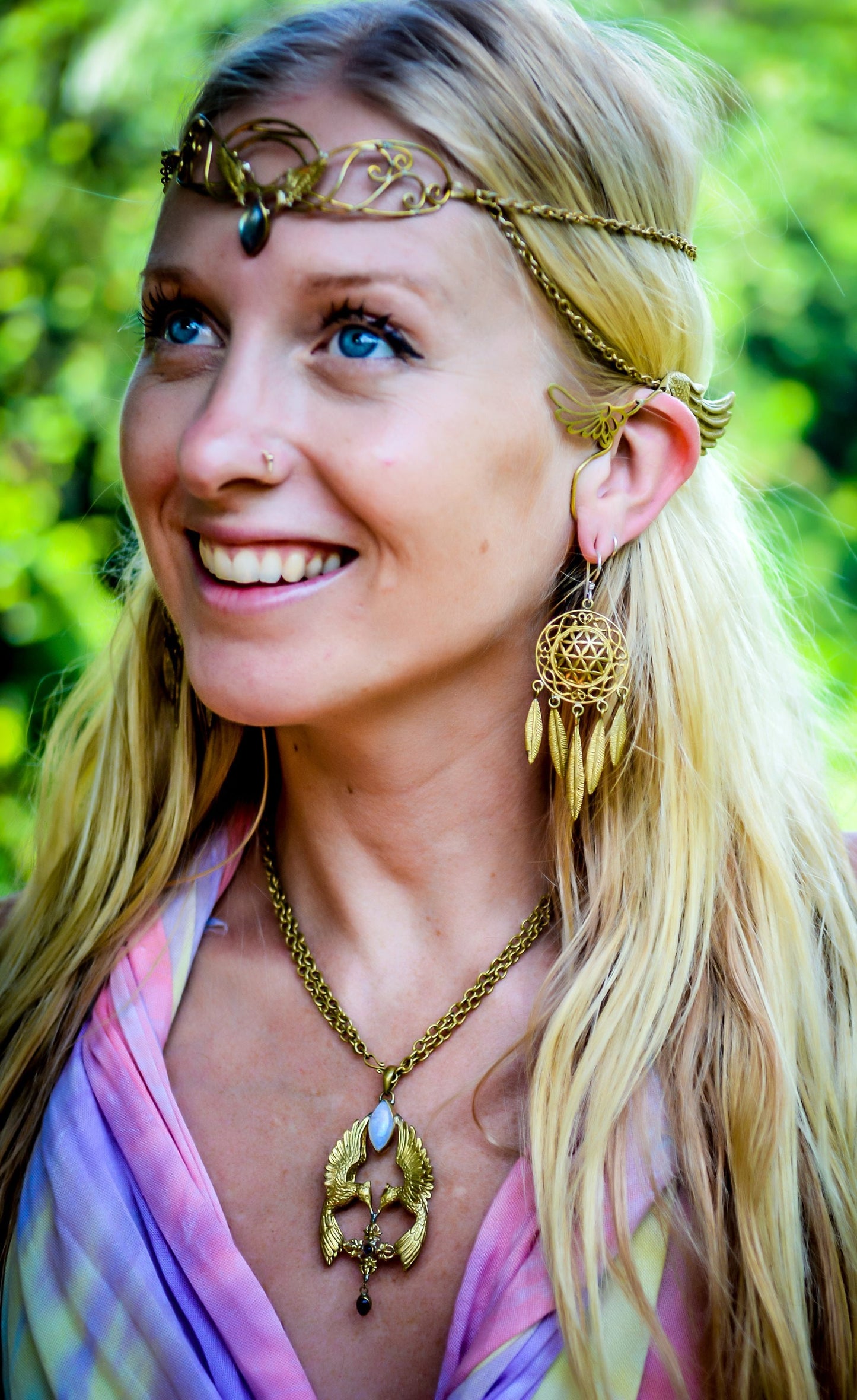 Flower of Life Dreamcatcher Earrings Liquid Fire Mantra