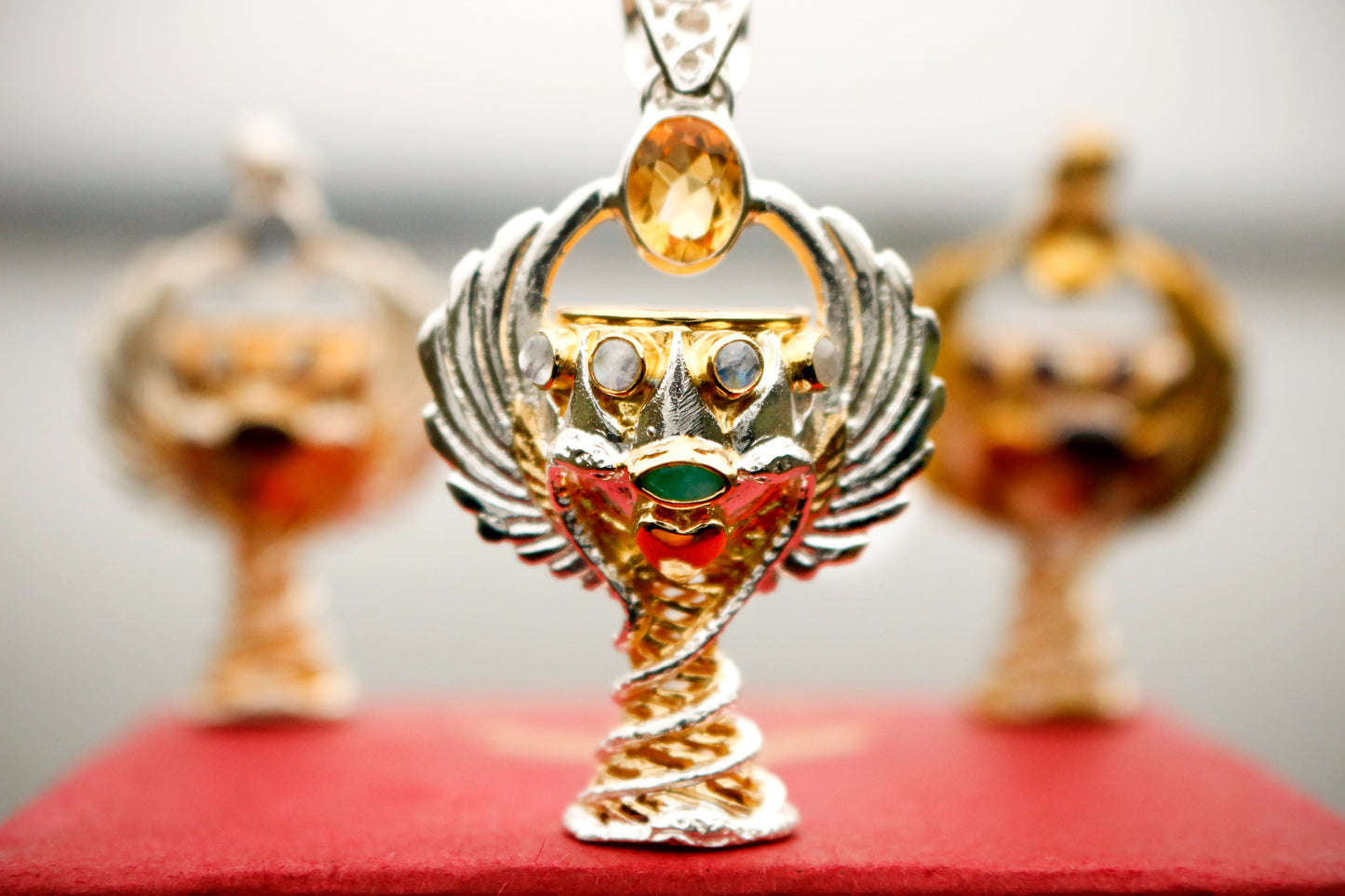 Holy Grail Pendant - Sterling Silver / 24K Gold Vermeil Liquid Fire Mantra