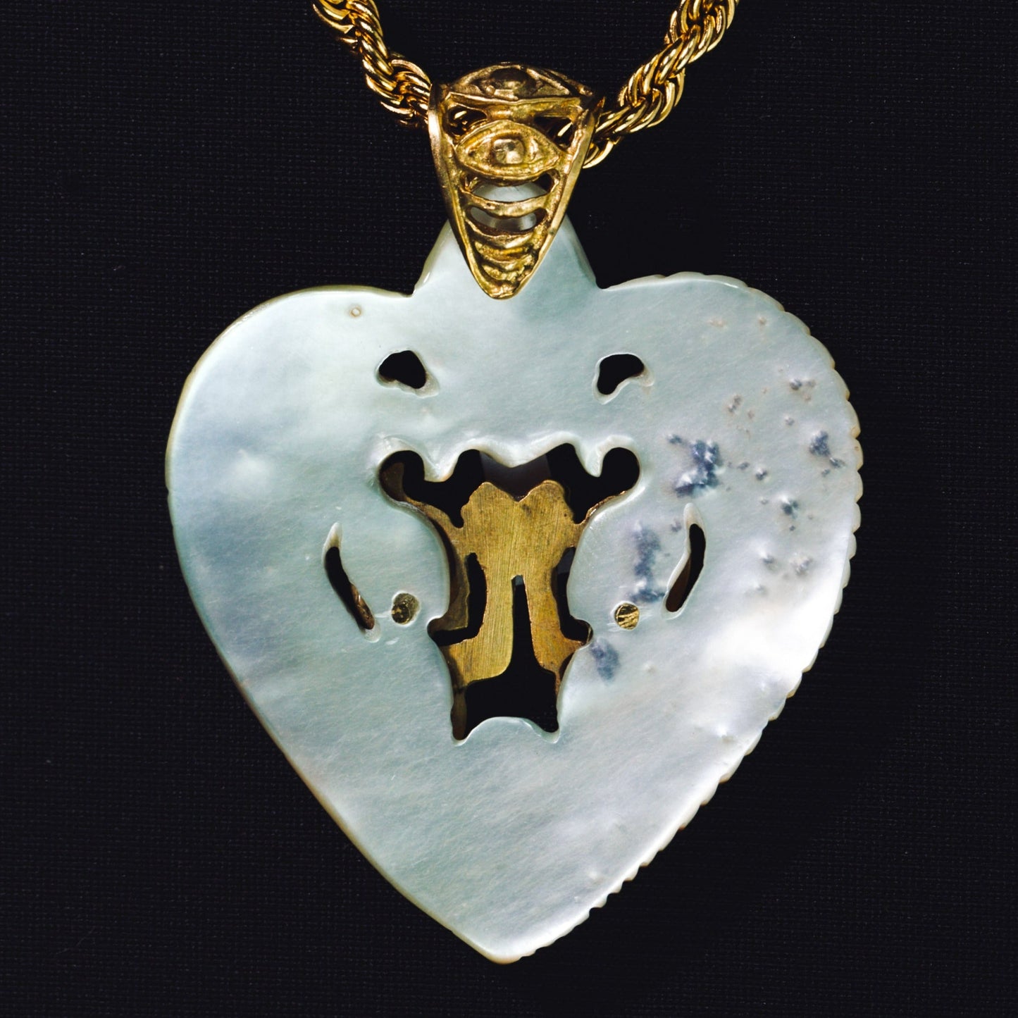 Divine Union Pendant - Dark Mother of Pearl Liquid Fire Mantra