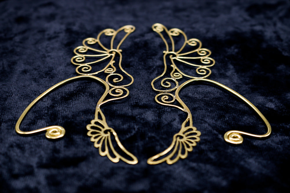 Spiral Wing Ear Cuffs - Brass