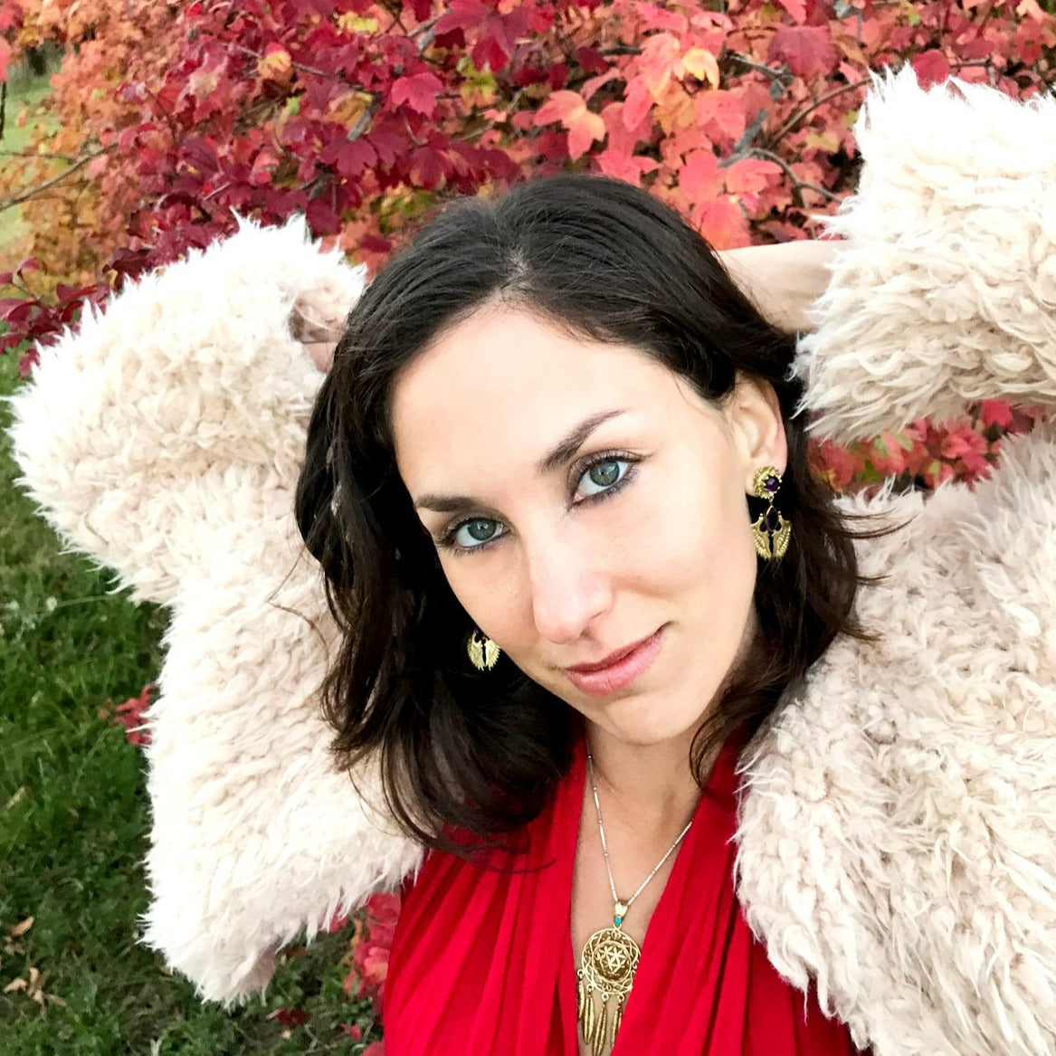 Lotus Wing Post Earrings Liquid Fire Mantra