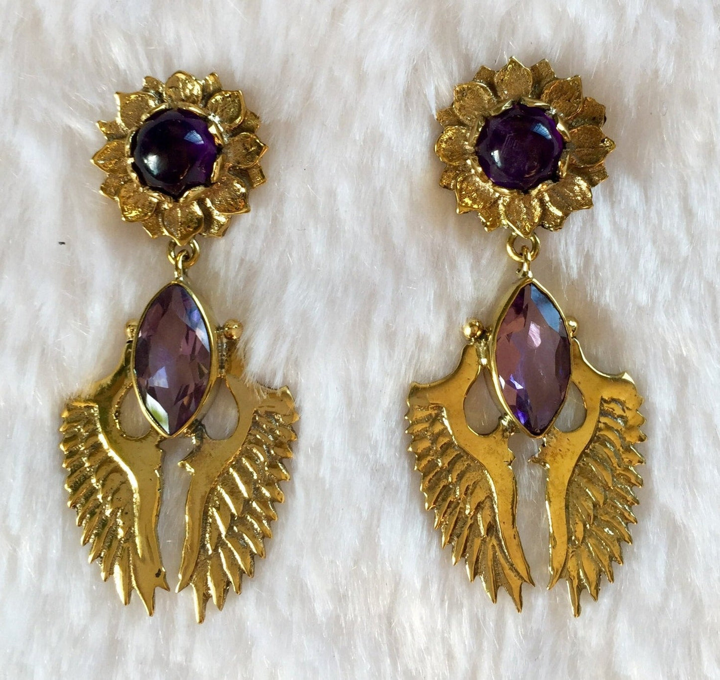 Lotus Wing Post Earrings Liquid Fire Mantra