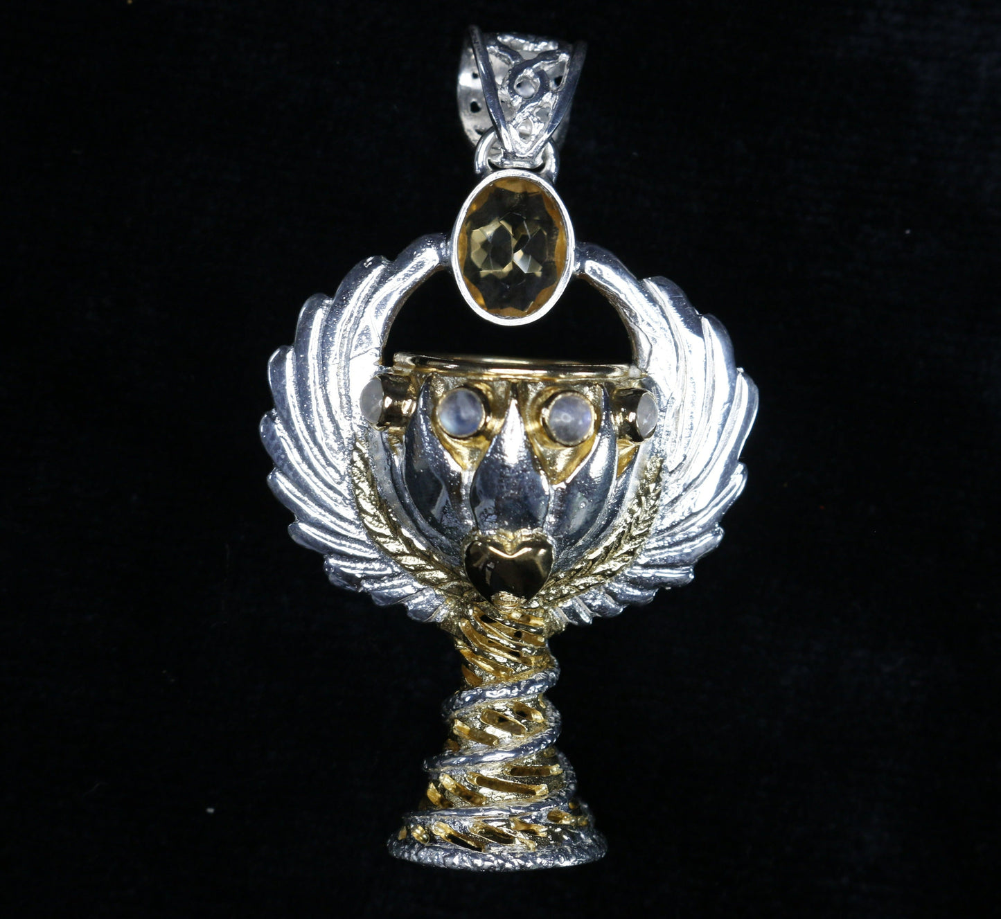 Holy Grail Pendant - Sterling Silver / 24K Gold Vermeil Liquid Fire Mantra