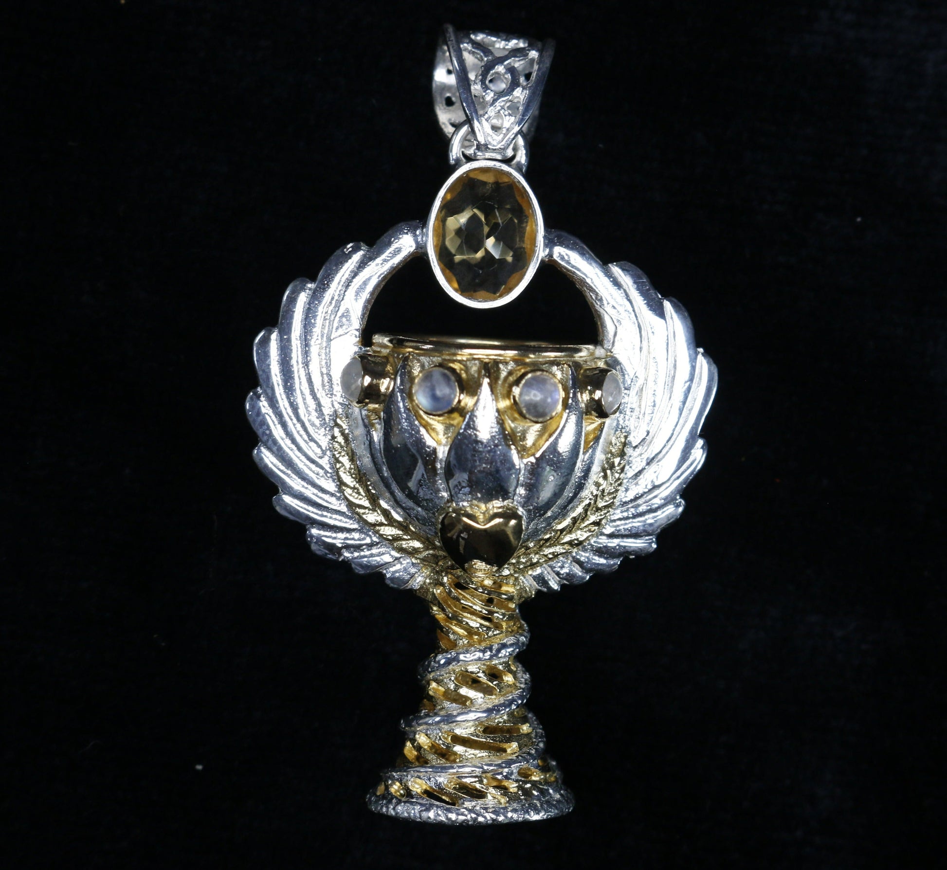 Holy Grail Pendant - Sterling Silver / 24K Gold Vermeil Liquid Fire Mantra