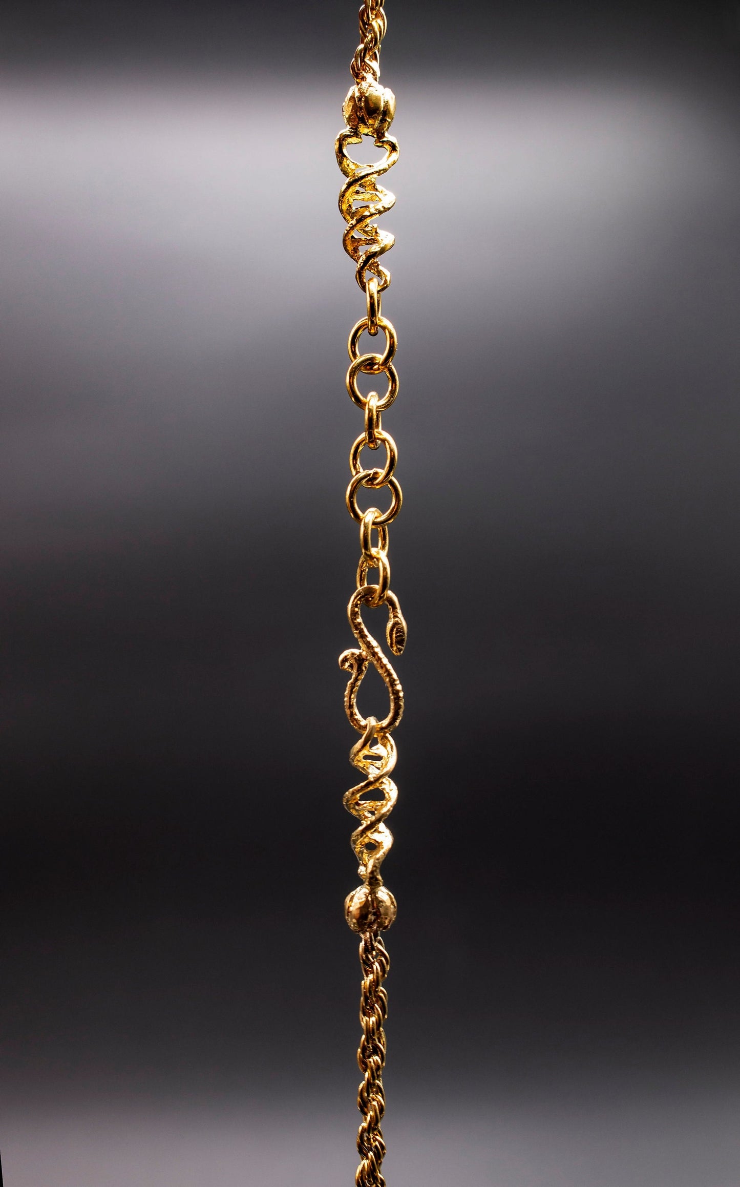 Adjustable Hand-Braided Chain with Cobra Clasp - Brass Liquid Fire Mantra