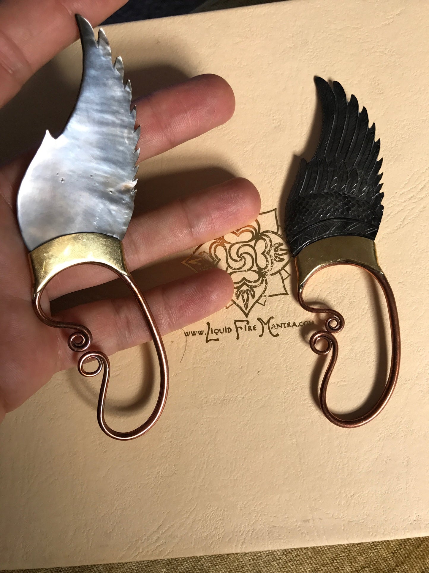 Wing Ear Cuffs - Dark Mother of Pearl