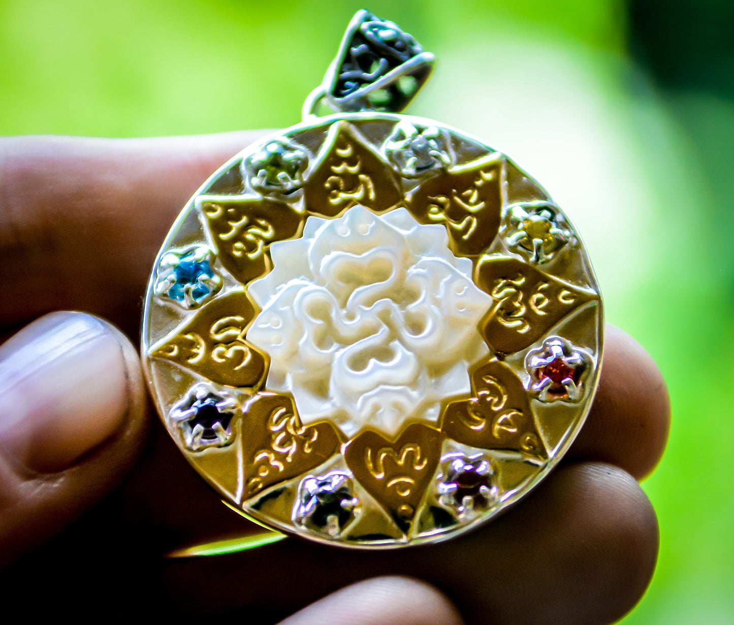 Compass of Love Pendant - Sterling Silver / 24K Gold Vermeil - Light Mother of Pearl