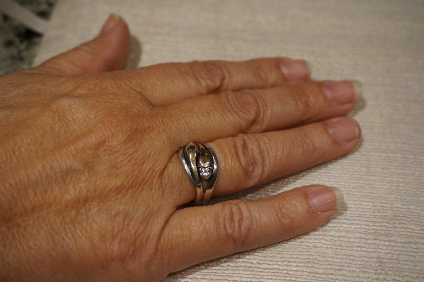 Snake Infinity Ring - Sterling Silver / 18K Gold Lay Liquid Fire Mantra