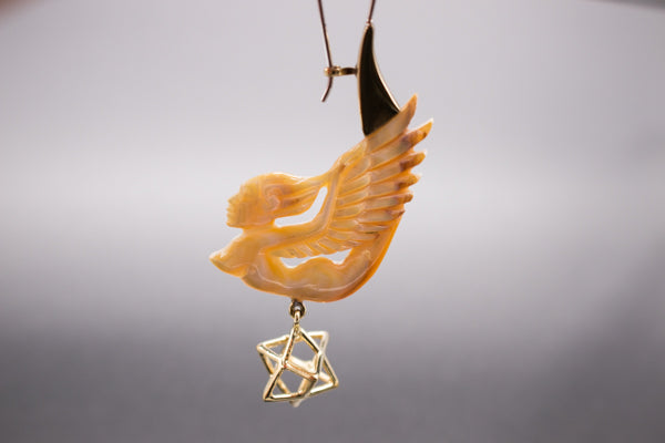 Dewi Earrings - Light Mother of Pearl Liquid Fire Mantra