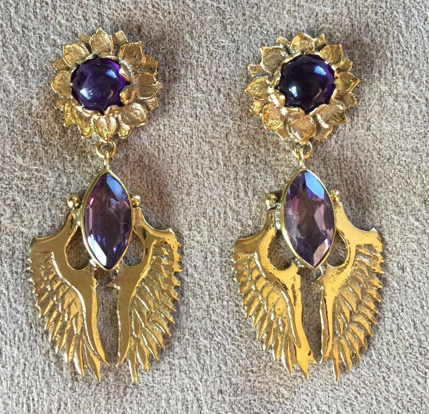 Lotus Wing Post Earrings Liquid Fire Mantra