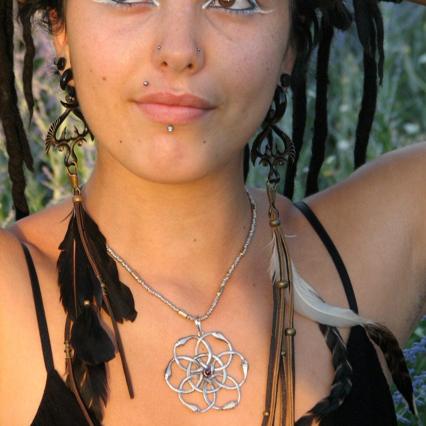 Flower of Life with Serpents Pendant Liquid Fire Mantra