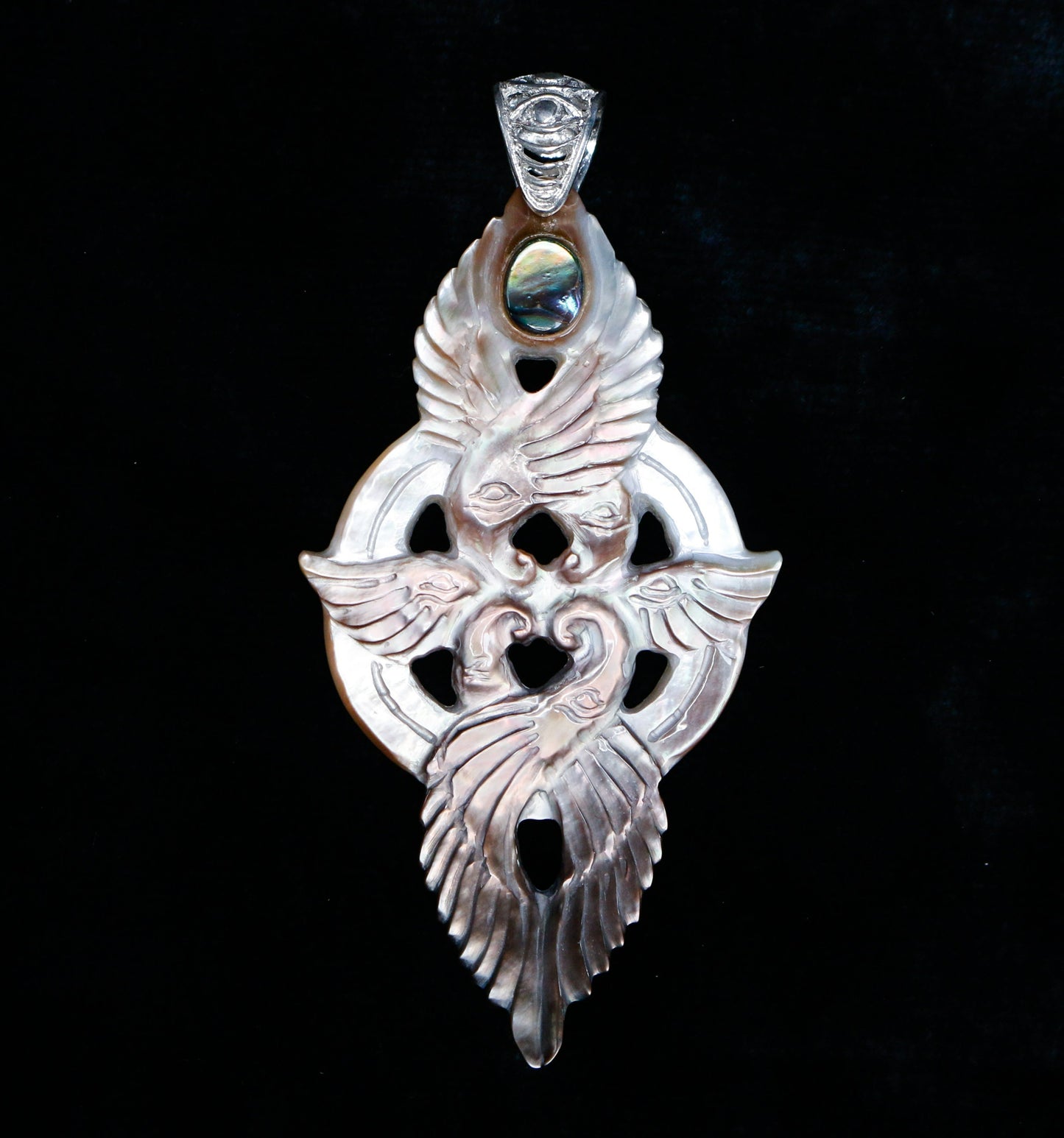 Seraphim Ganesha Pendant - Dark Mother of Pearl