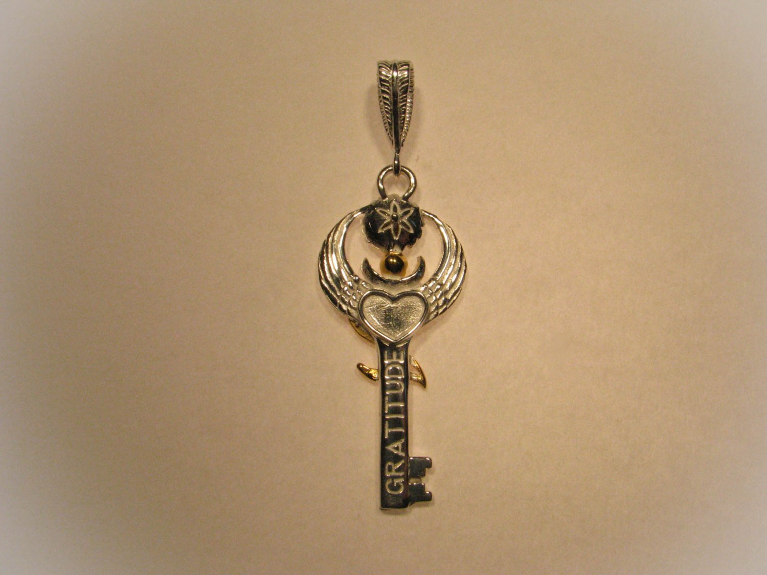 Gratitude Key Pendant - Sterling Silver / 24K Gold Vermeil Liquid Fire Mantra