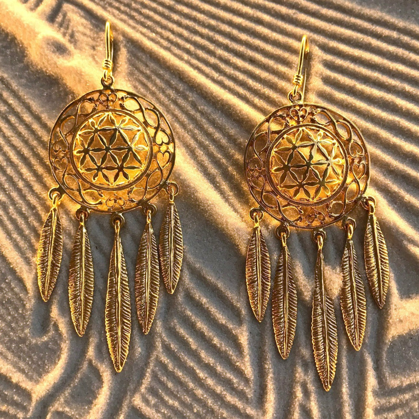 flower of life dreamcatcher earrings