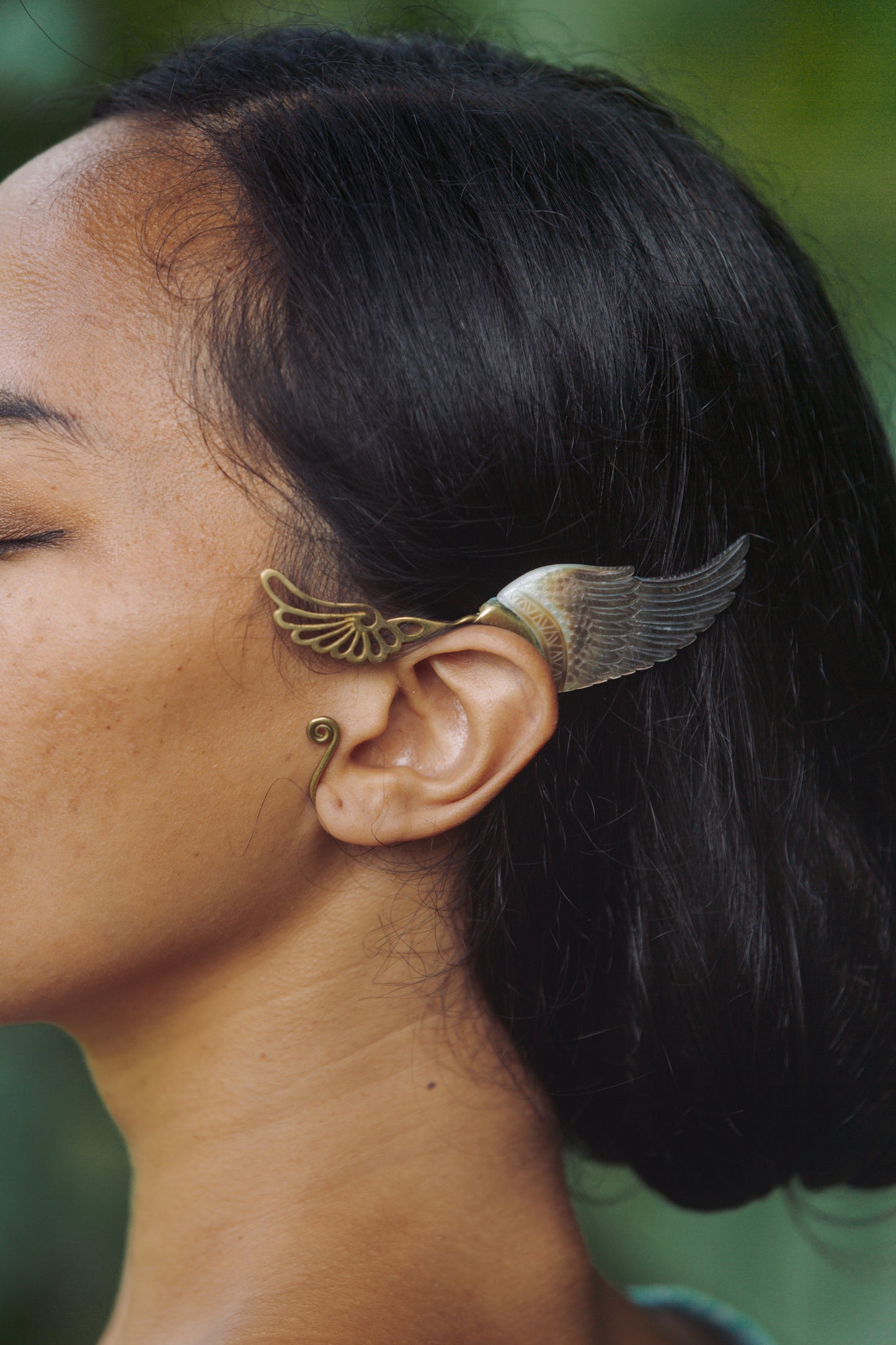 Wing Ear Cuffs - Dark Mother of Pearl