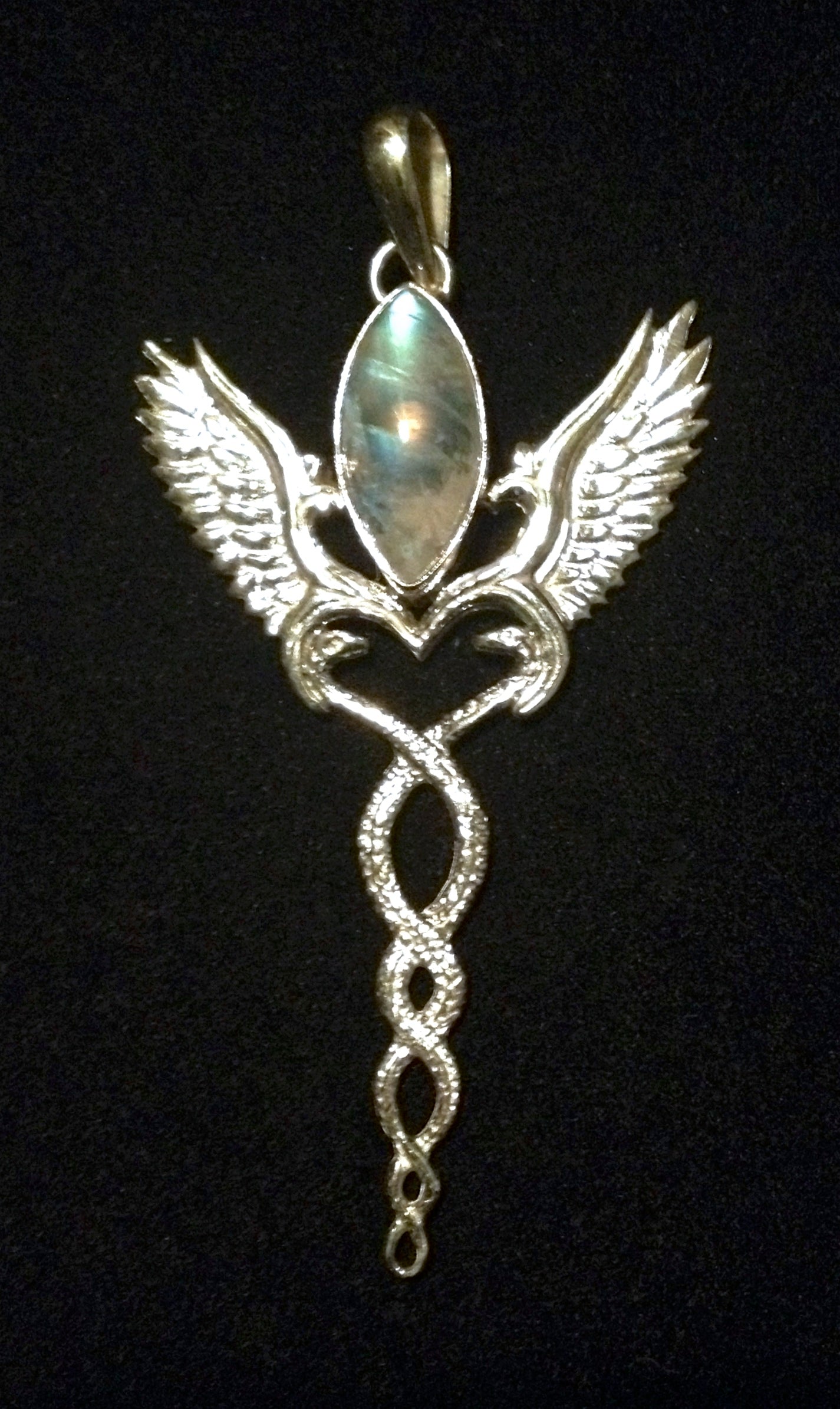 Caduceus Pendant - Sterling Silver - Labradorite
